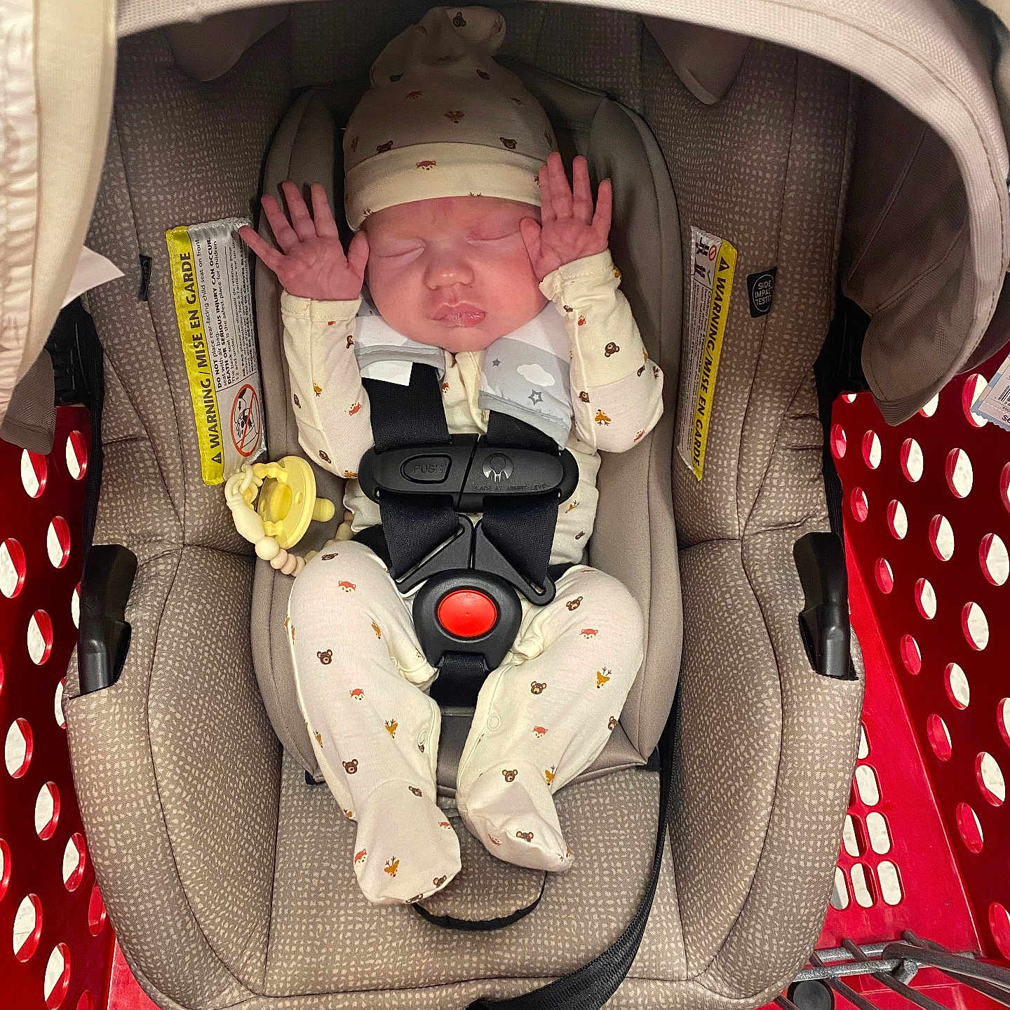 Braylon joined the competition — help win amazing prizes! baby, blanket, car, car_interior, carseat, clothing, crib, face, furniture, hat, head, infantbed, newborn, person, photography, portrait, shopping, sleeping, transportation, vehicle
