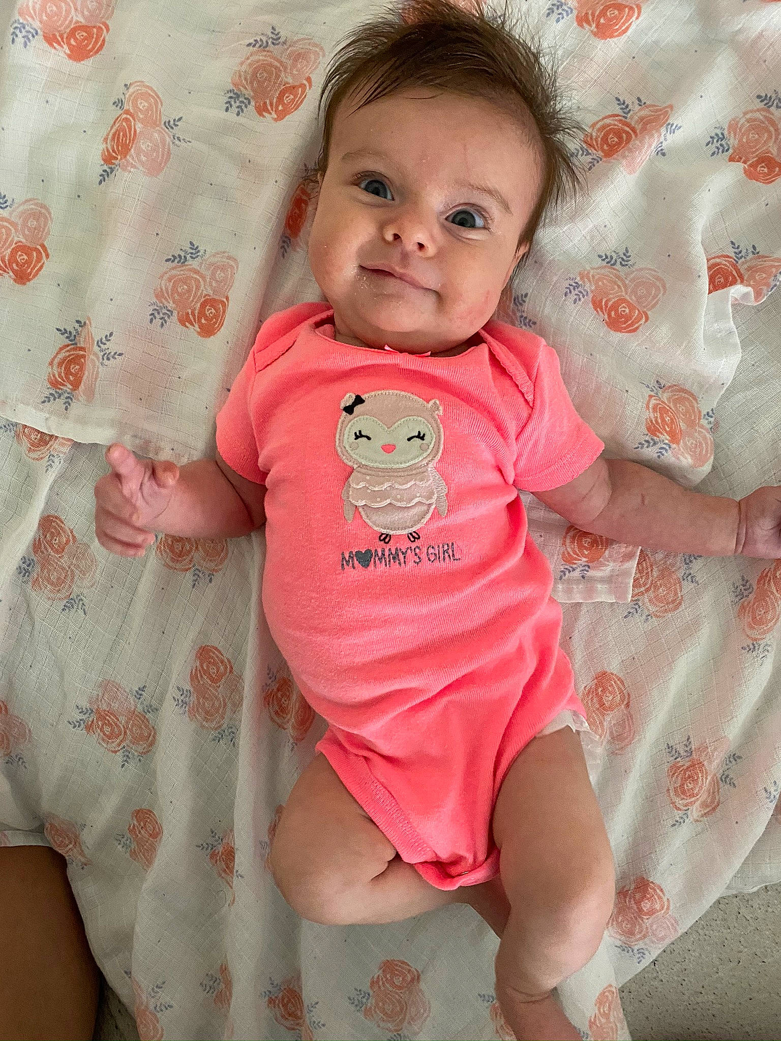 Catherine joined the competition — help win amazing prizes! baby, baby_products, baby_toddler_clothing, child, nap_mat, pattern, person, pink, product, skin, sleeve, toddler