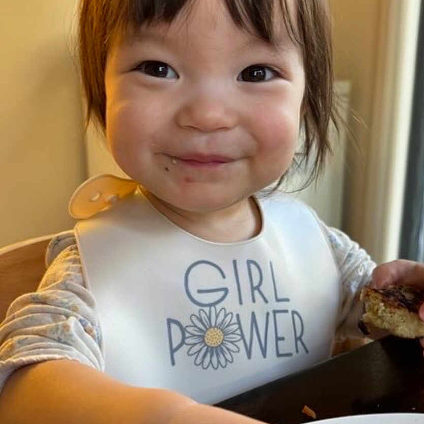 Hinata joined the competition — help win amazing prizes! baby, babylaughing, bib, bodypart, bowl, clothing, cutlery, dish, eating, face, finger, food, fork, hand, happy, head, lunch, meal, pasta, person