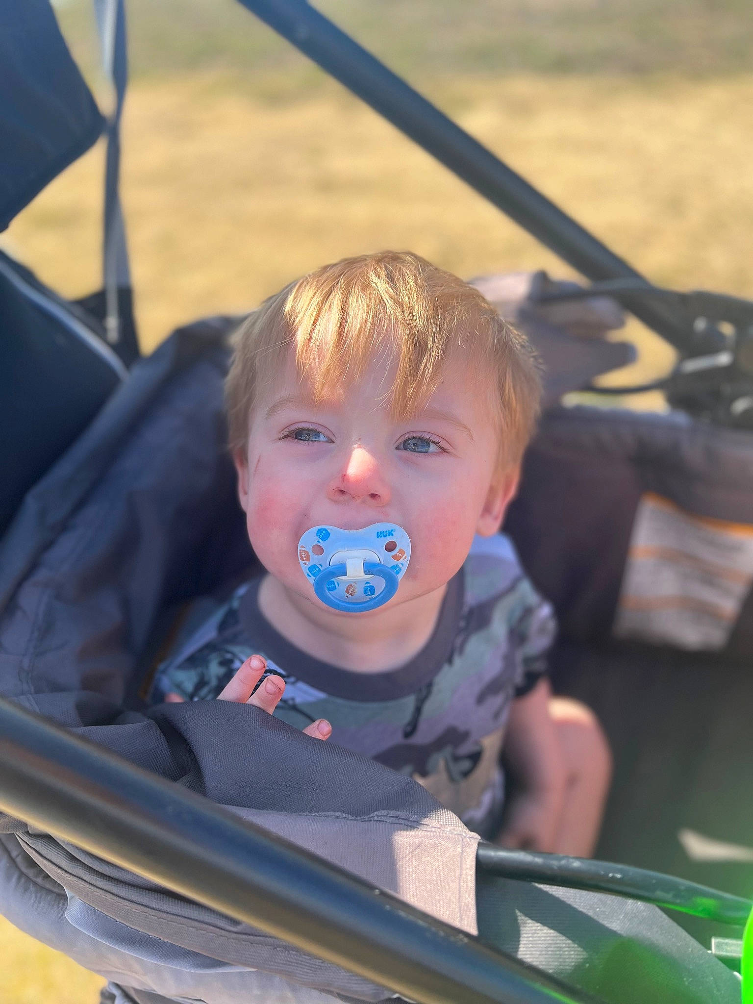 Jesse joined the competition — help win amazing prizes! auto_part, baby, baby_carriage, baby_products, baby_safety, baby_toddler_clothing, chair, cheek, child, electric_blue, facial_expression, fun, grass, happy, leisure, person, recreation, sitting, skin, toddler
