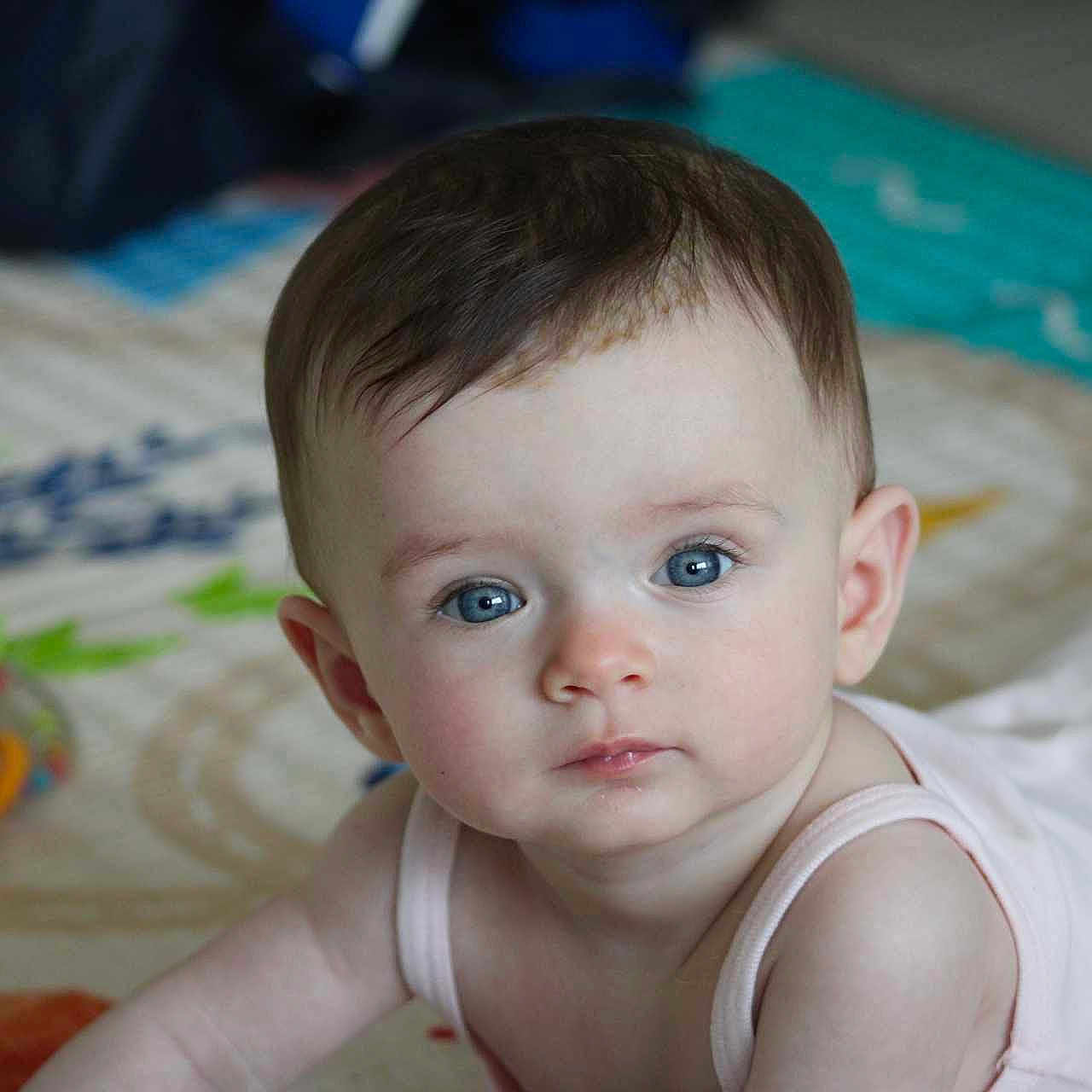 Orelya participe au concours pour gagner de l'argent avec cette photo : baby, babycrawling, bodypart, clothing, crawling, face, finger, frown, hair, hand, happy, head, indoors, newborn, person, photography, portrait, smile, t_shirt, toy