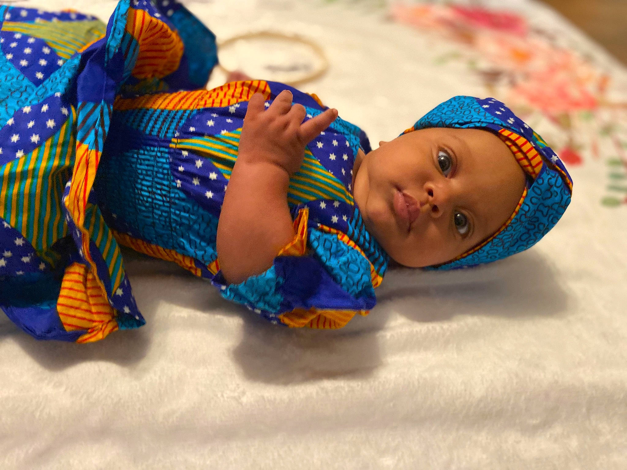 Annalise joined the competition — help win amazing prizes! baby, baby_products, baby_toddler_clothing, child, electric_blue, eye, fashion_accessory, fun, hair_accessory, happy, head, headgear, headwear, human_body, leisure, pattern, person, personal_protective_equipment, toddler, toy