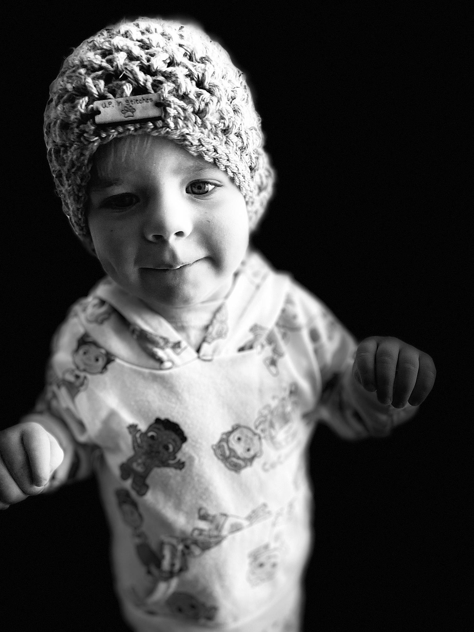 Asher joined the competition — help win amazing prizes! baby, baby_toddler_clothing, beauty, black, cap, cheek, cool, eye, finger, flash_photography, gesture, happy, headgear, headwear, iris, lip, monochrome, monochrome_photography, person, sleeve