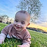 John Wayne joined the competition — help win amazing prizes! baby, child, grass, outdoor, sunset, tree, smile, happy, nature, field, person, portrait, green, sky, head, toddler, clothing, sunlight, daylight, playful