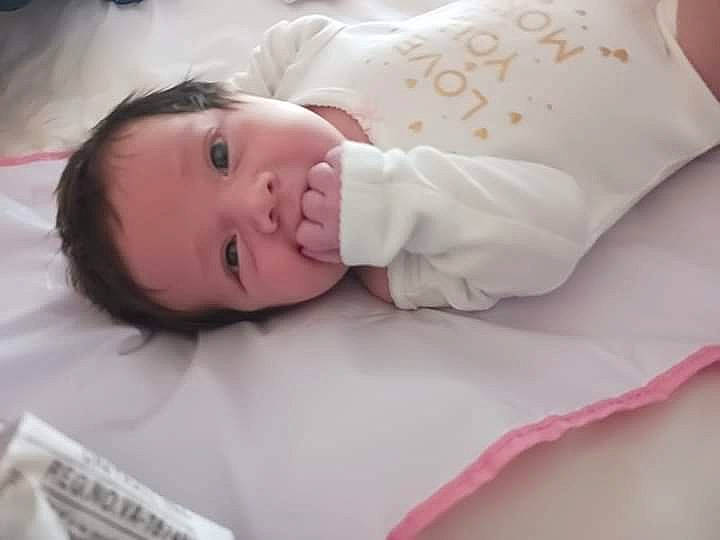 Autumn is registered to the contest to win money with this photo: baby, baby_products, baby_safety, baby_toddler_clothing, bedding, child, comfort, eyelash, happy, linens, lip, pattern, person, pink, room, skin, sleeve, toddler