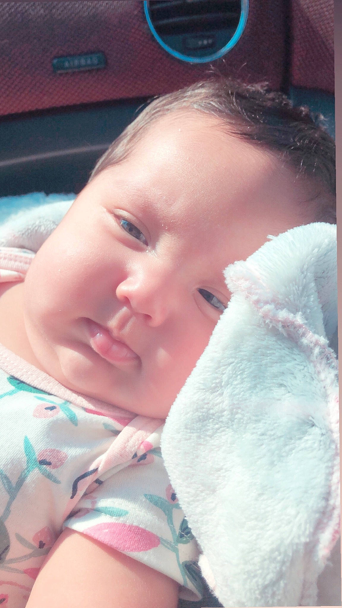 Alaina is registered to the contest to win money with this photo: baby, blue, cheek, chin, comfort, ear, eye, eyebrow, eyelash, face, happy, iris, lip, mammal, mouth, nose, person, skin, textile, toddler