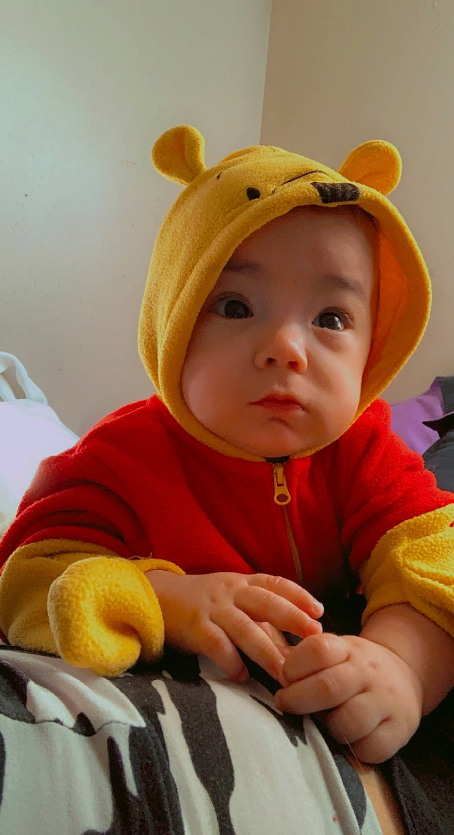 Yeikiel joined the competition — help win amazing prizes! baby, baby_toddler_clothing, cap, cheek, child, comfort, costume_hat, eye, fashion_accessory, fun, happy, hat, head, headgear, headwear, orange, person, play, sitting, skin