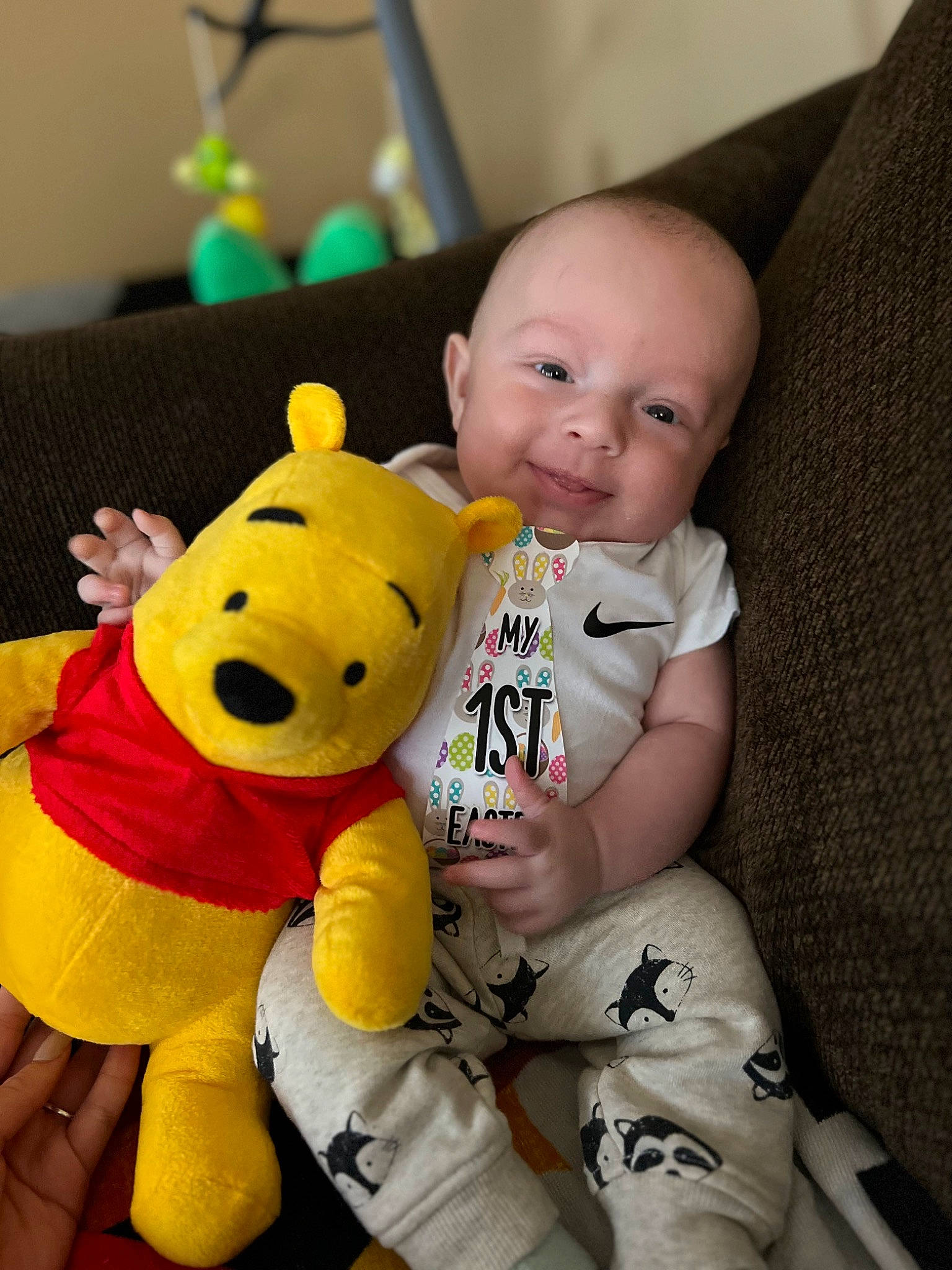 Gatlin joined the competition — help win amazing prizes! baby, baby_products, baby_toddler_clothing, baby_toys, cheek, child, comfort, fun, gesture, happy, nail, person, plush, sitting, skin, sleeve, stuffed_toy, thumb, toddler, toy