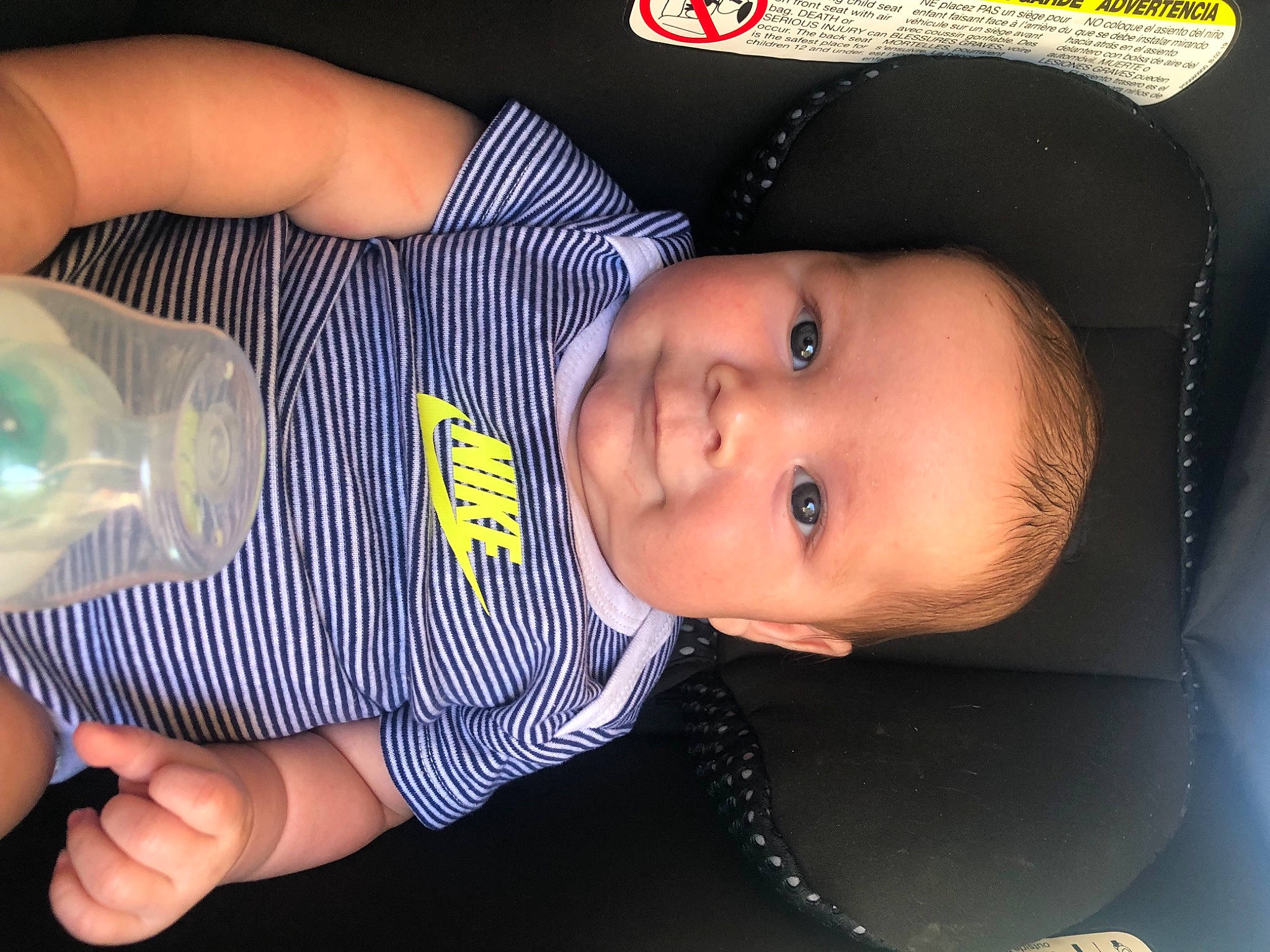 Gilbert is registered to the contest to win money with this photo: baby, baby_toddler_clothing, cheek, child, eyelash, facial_expression, fun, hand, happy, hat, iris, lip, mouth, nail, nose, organ, person, skin, smile, thumb