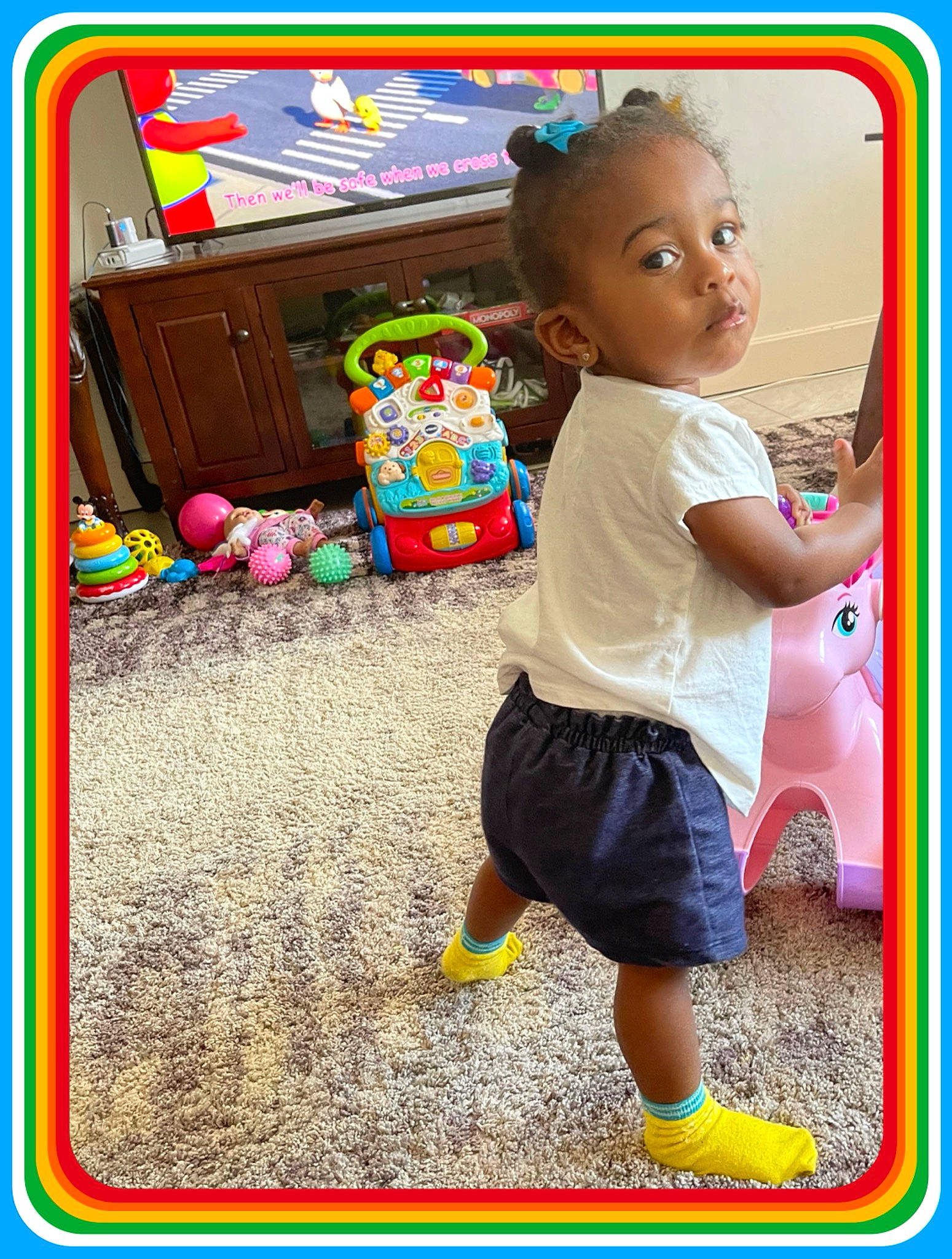 Heavenly joined the competition — help win amazing prizes! baby, baby_toddler_clothing, baby_toys, child, fun, happy, magenta, pattern, person, photograph, play, product, rectangle, room, sandal, shorts, sleeve, snapshot, t_shirt, toddler