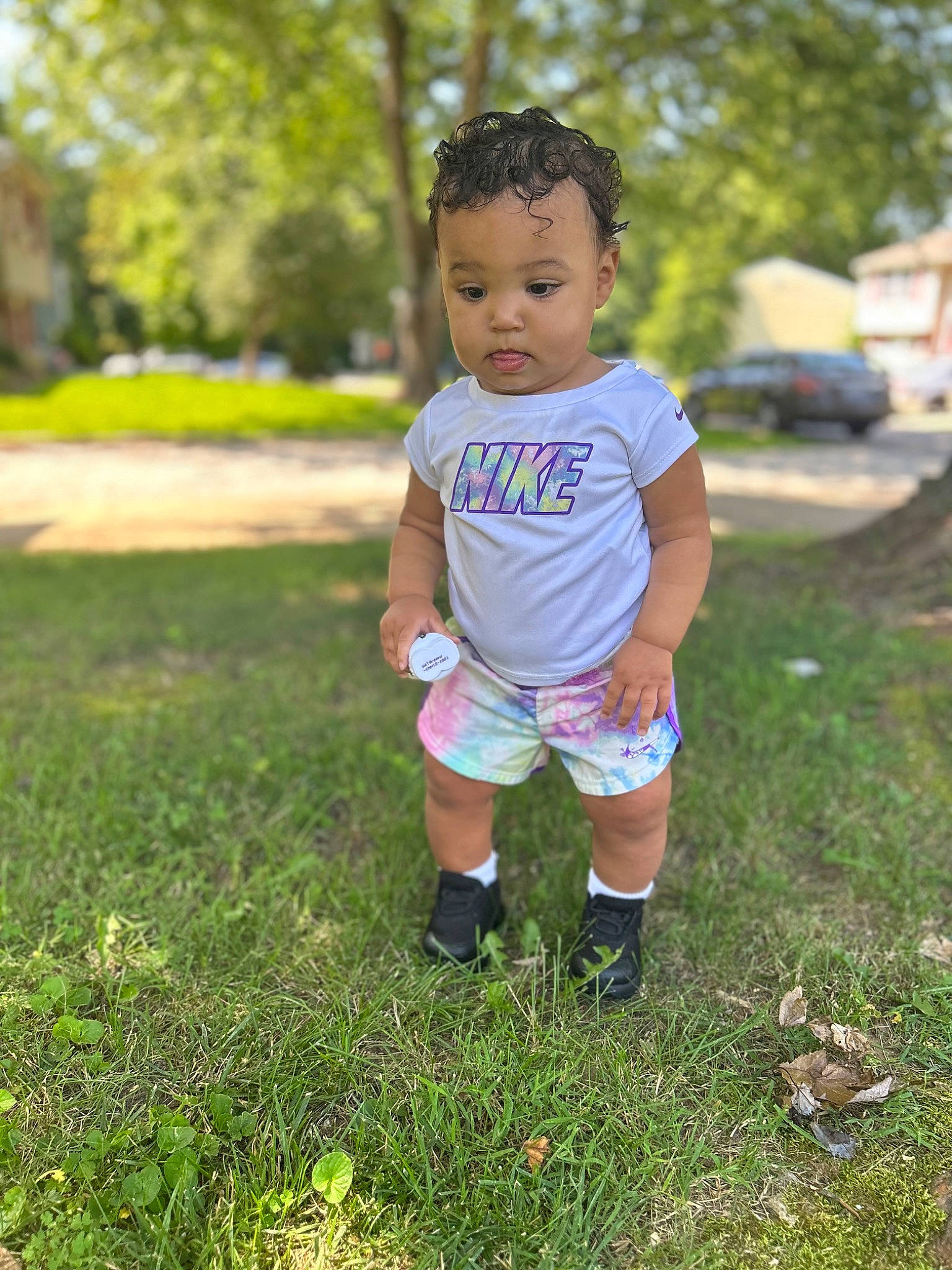 Acelynn joined the competition — help win amazing prizes! baby, baby_toddler_clothing, child, electric_blue, fun, grass, grassland, happy, leisure, people_in_nature, person, plant, recreation, shorts, spring, summer, sunlight, t_shirt, tire, toddler