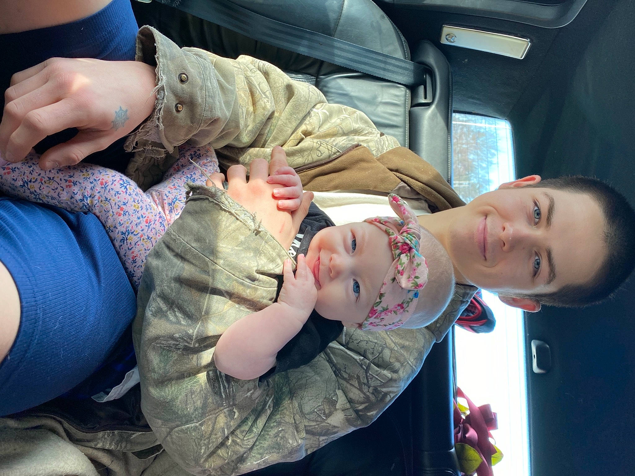 April joined the competition — help win amazing prizes! arm, baby, comfort, cool, finger, fun, gesture, hairstyle, happy, head, headwear, joy, lap, leg, mouth, person, plant, skin, smile, thigh