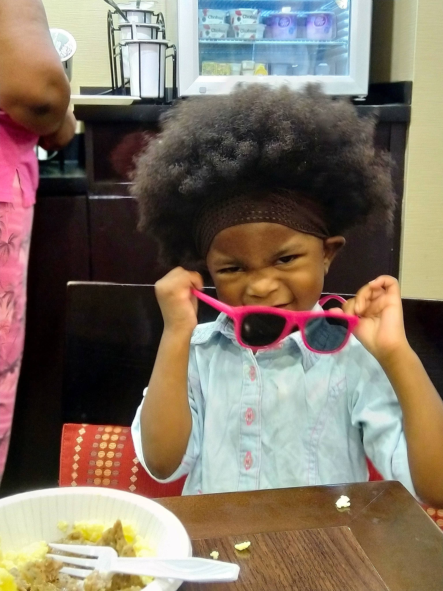 Destiny Roberts is registered to the contest to win money with this photo: afro, child, eating, joy, person