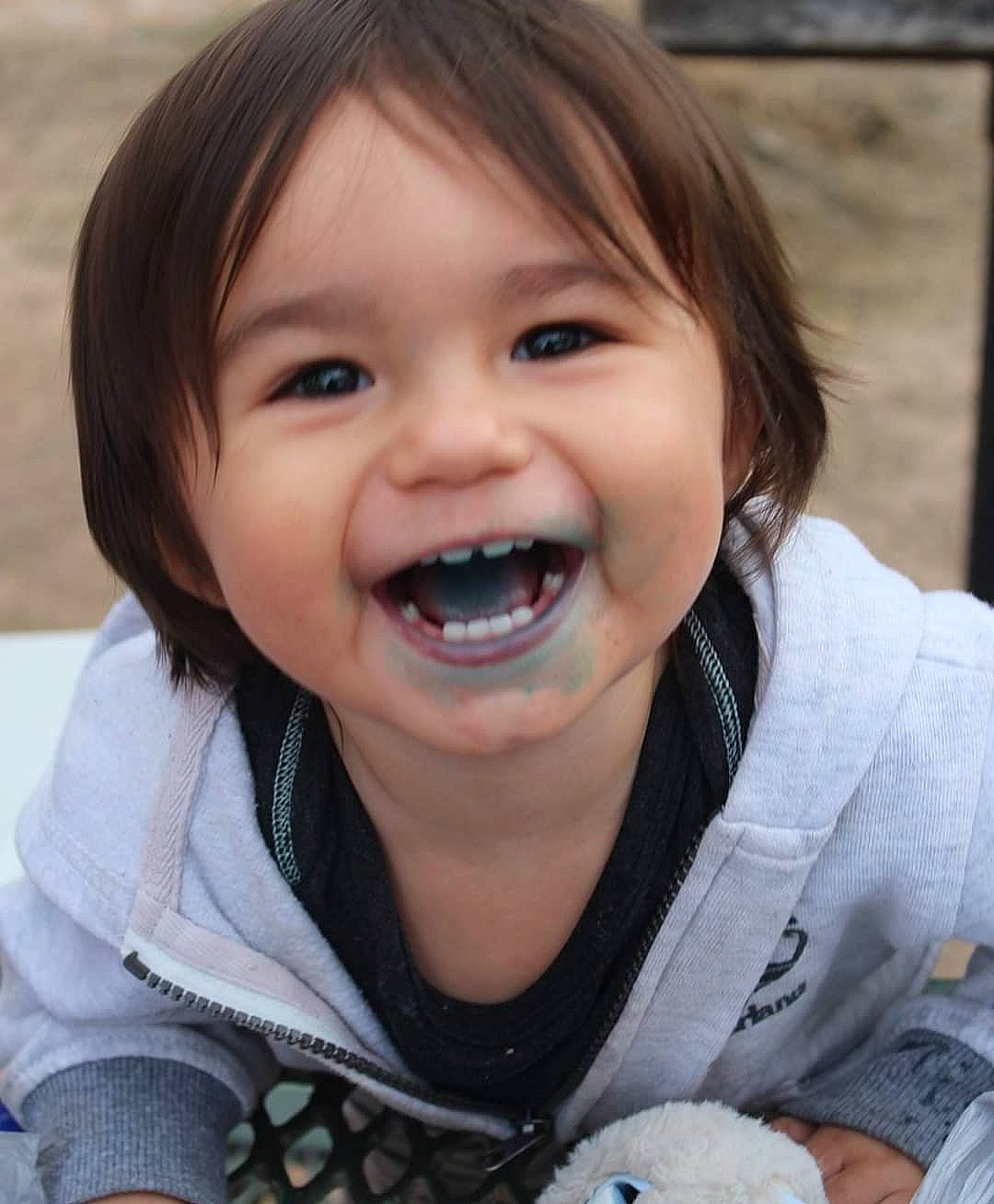 Zedakiah is registered to the contest to win money with this photo: baby, cheek, child, chin, face, facial_expression, hair, happy, head, jaw, joy, laugh, mouth, nose, organ, person, skin, smile, toddler, tooth