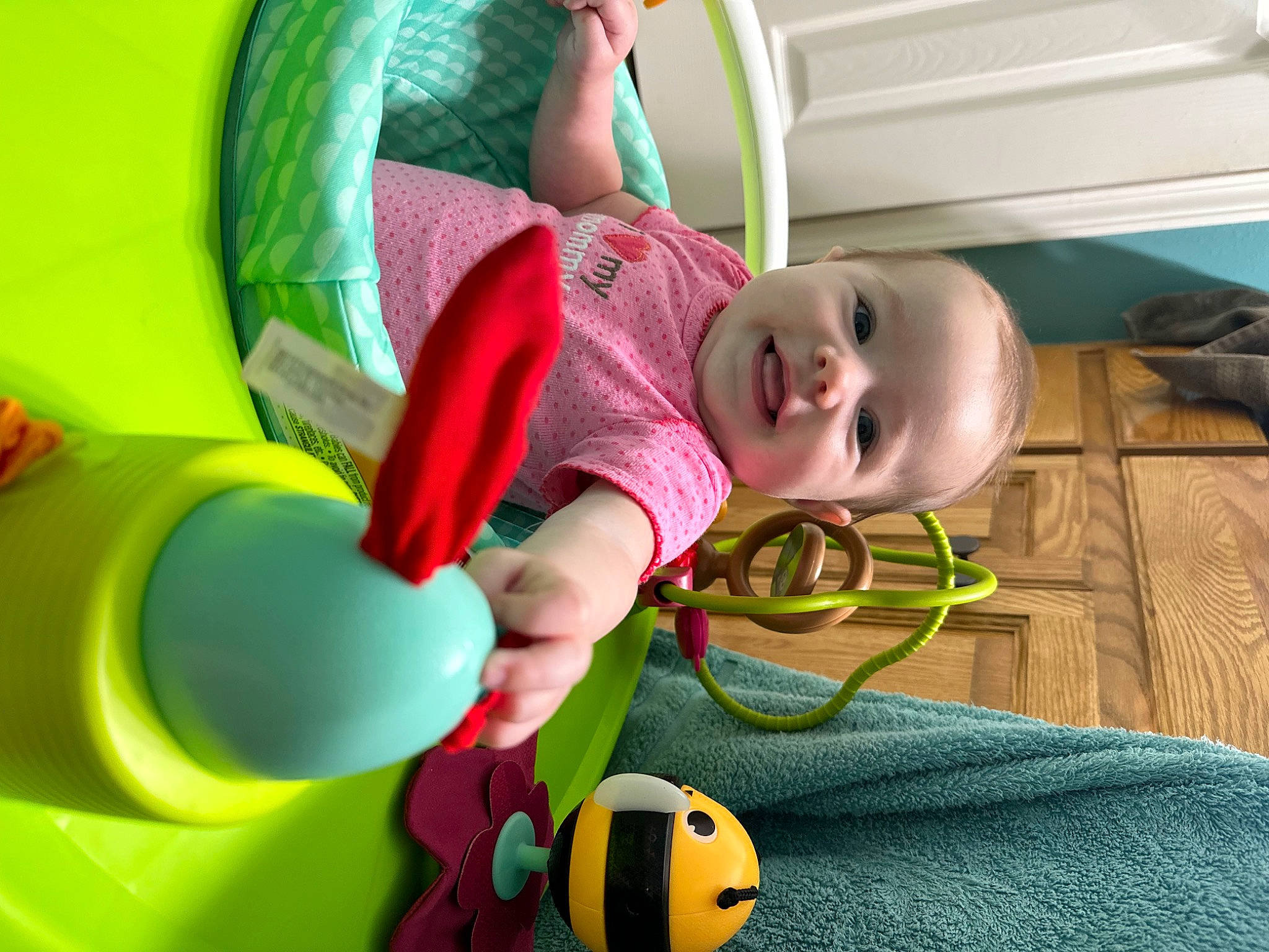 Blakely joined the competition — help win amazing prizes! baby, baby_products, baby_safety, baby_toddler_clothing, baby_toys, child, comfort, flooring, fun, grass, happy, leisure, magenta, people, person, play, room, sitting, toddler, toy