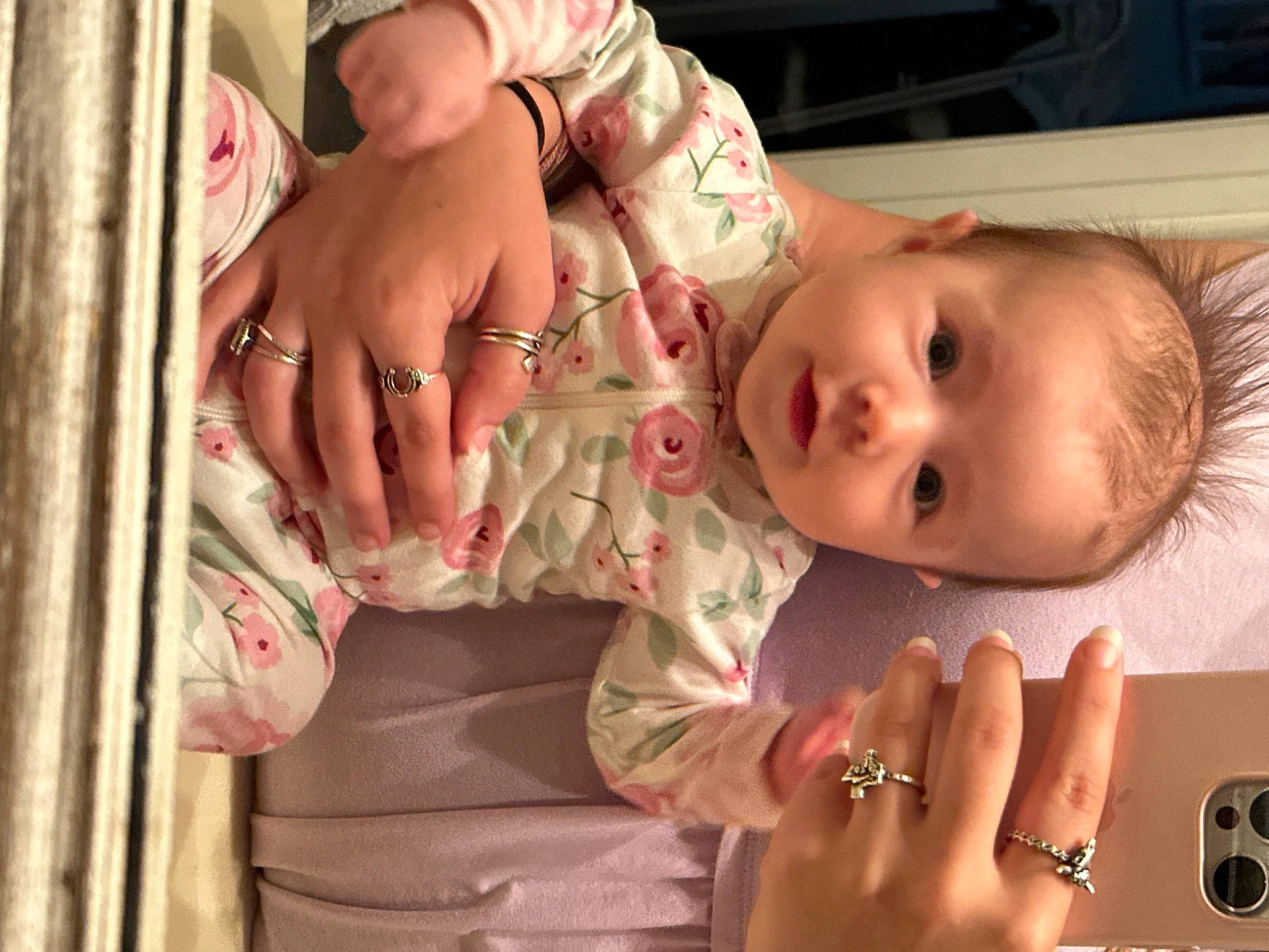 Blakely is registered to the contest to win money with this photo: arm, baby, baby_toddler_clothing, cheek, chest, child, eyelash, finger, gesture, hand, happy, mouth, nail, neck, nose, person, pink, skin, thumb, toddler