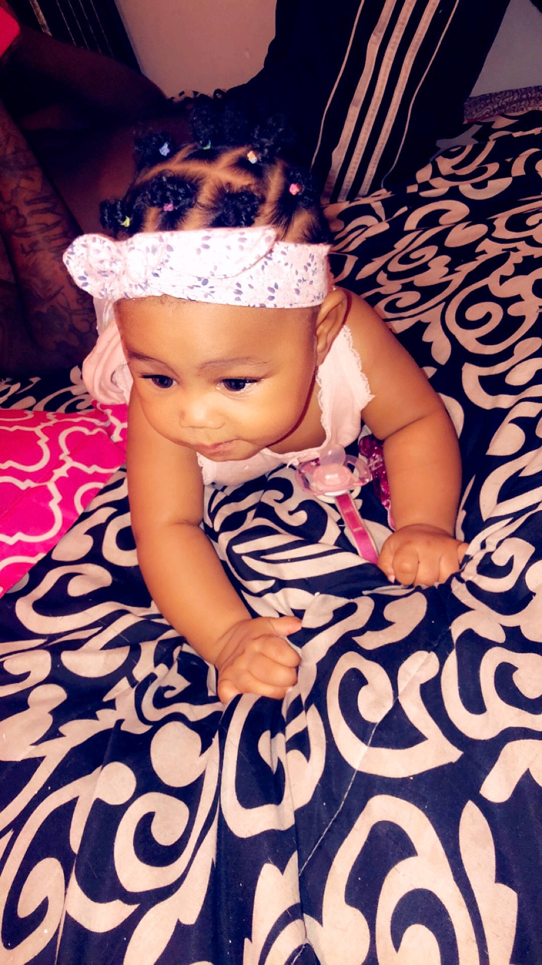 Ny?lah Hill is registered to the contest to win money with this photo: child, girl, hair_accessory, headgear, infant, pattern, person, product, skin, textile, toddler