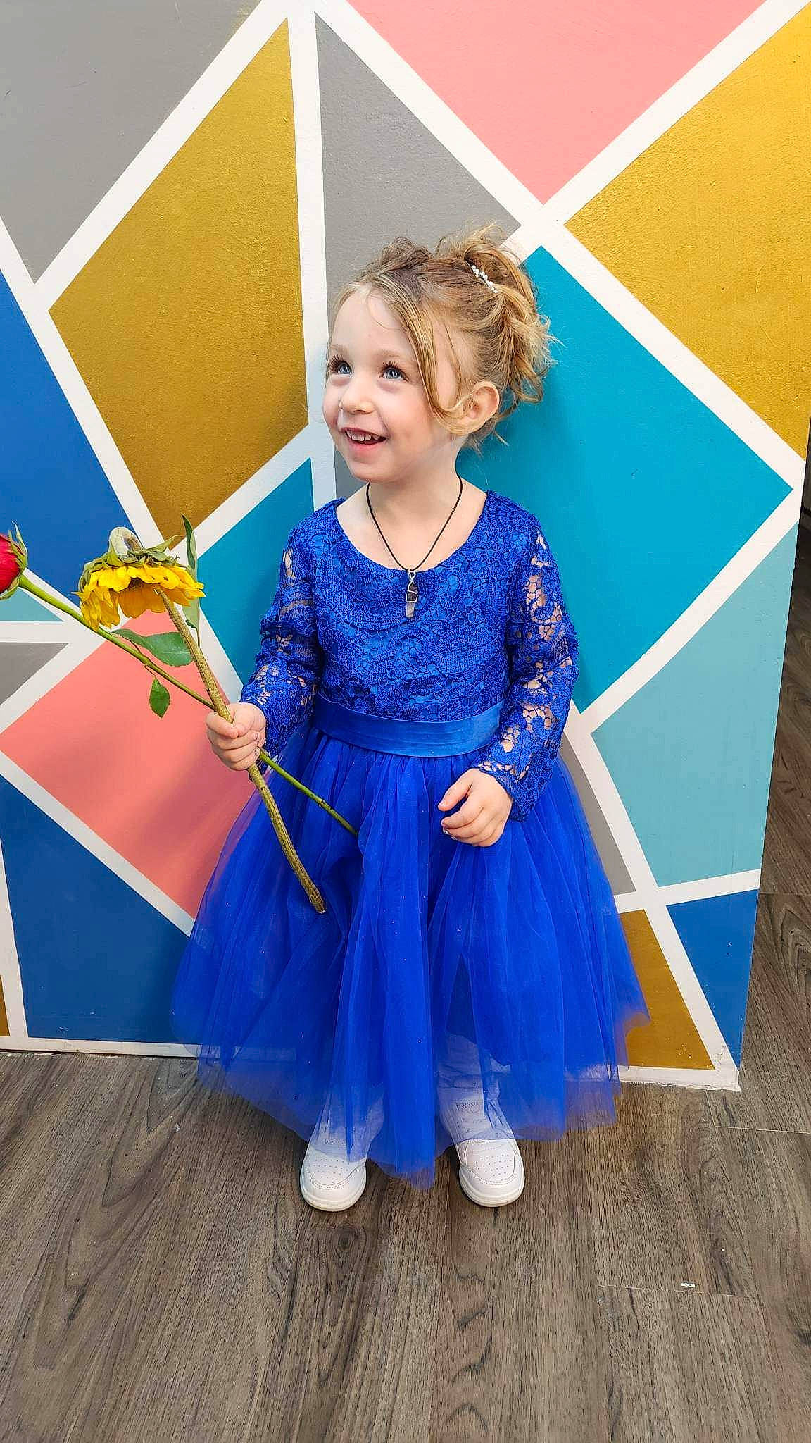 Aiyanna joined the competition — help win amazing prizes! child, costume, dress, electric_blue, event, fashion_design, flooring, fun, happy, joy, leisure, magenta, party_supply, person, play, purple, room, sitting, smile, toddler