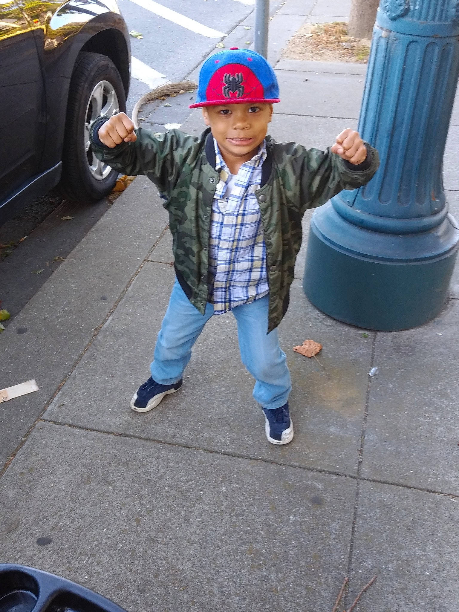 Carlton joined the competition — help win amazing prizes! auto_part, automotive_wheel_system, car, compact_car, cool, denim, fun, headwear, jeans, joy, outerwear, person, shoe, sidewalk, street, vacation, vehicle, wheel