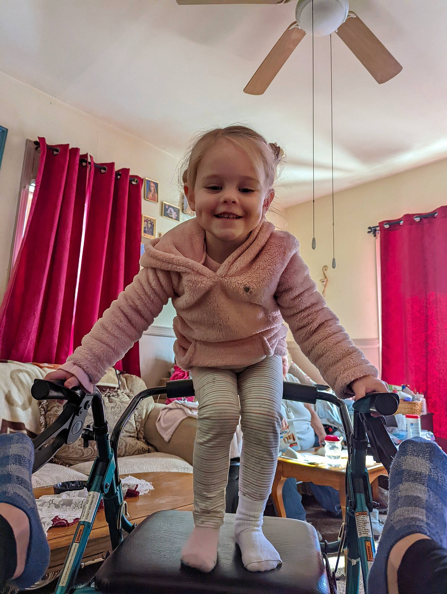 Alia joined the competition — help win amazing prizes! baby, blond, ceiling_fan, comfort, curtain, fun, happy, joy, leisure, mechanical_fan, people, person, pink, product, room, sitting, skin, smile, standing, textile