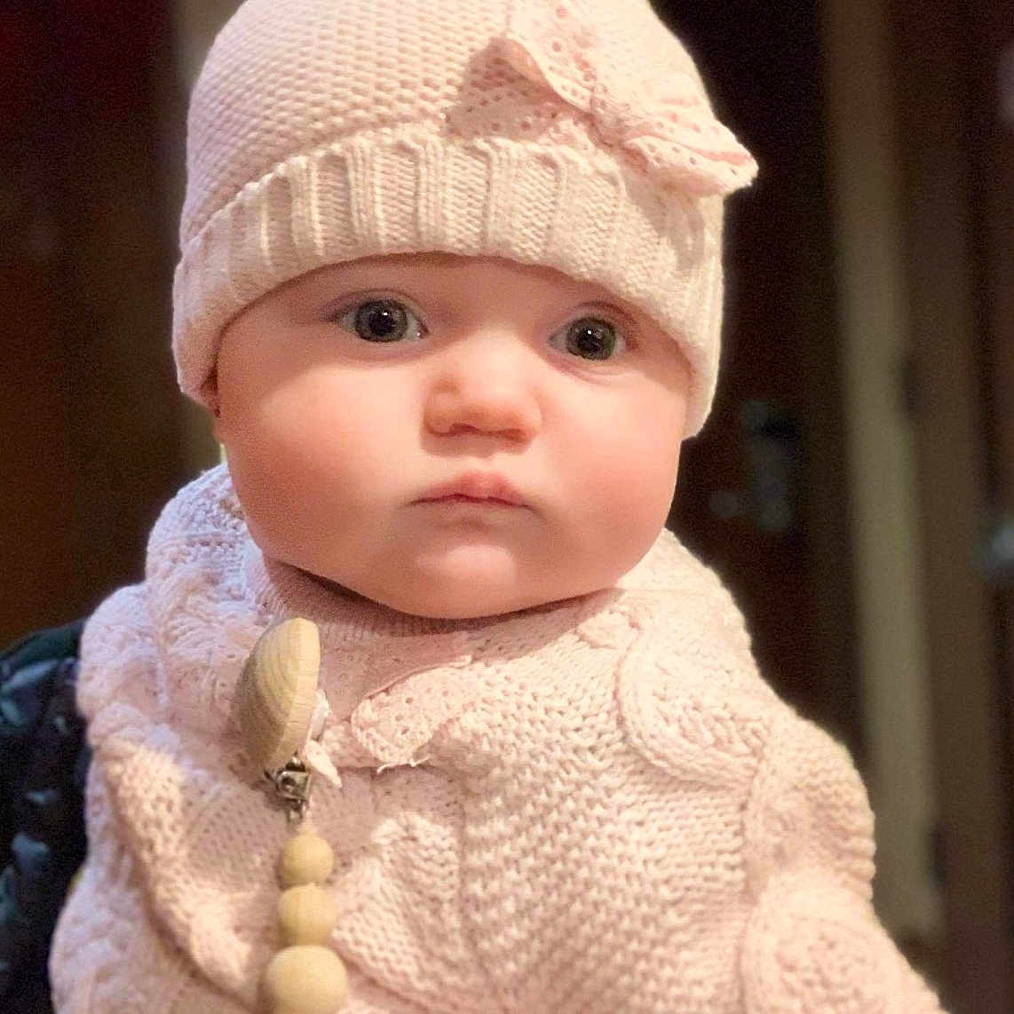 Ava Genevieve joined the competition — help win amazing prizes! baby, baby_toddler_clothing, cap, cheek, ear, eye, eyebrow, eyelash, face, head, headgear, human_body, iris, lip, nose, pink, skin, sleeve, toddler, woolen