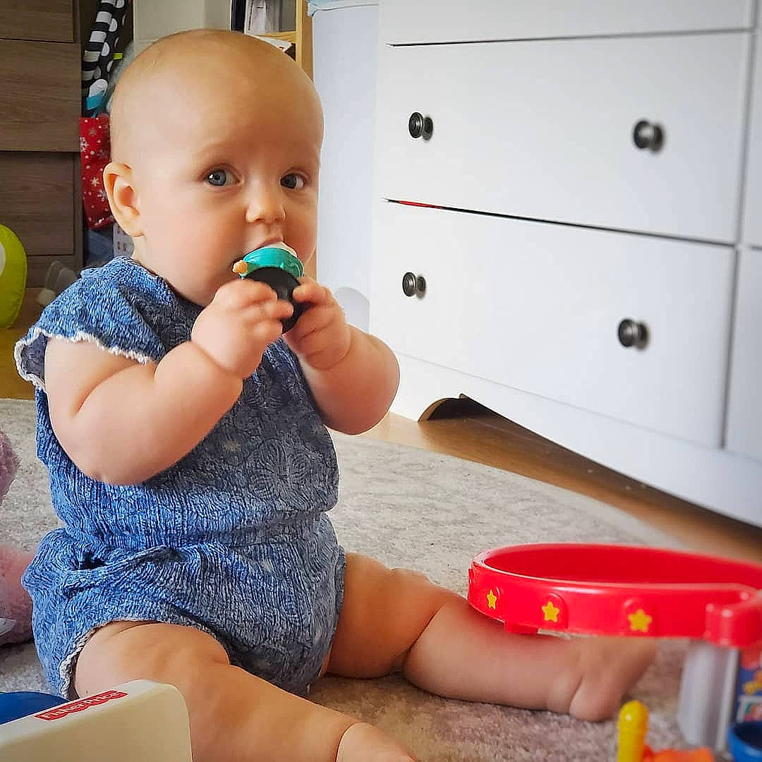 Claire joined the competition — help win amazing prizes! baby, child, eating, finger, joy, nose, person, play, sitting, tableware, toddler