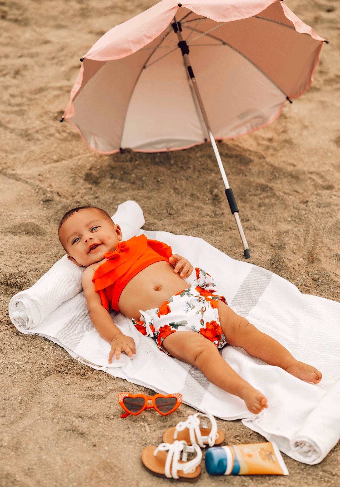 Wyllow joined the competition — help win amazing prizes! baby, chair, comfort, fun, happy, landscape, leisure, orange, outdoor_furniture, people, people_in_nature, people_on_beach, person, recreation, shade, shorts, summer, toddler, travel, umbrella