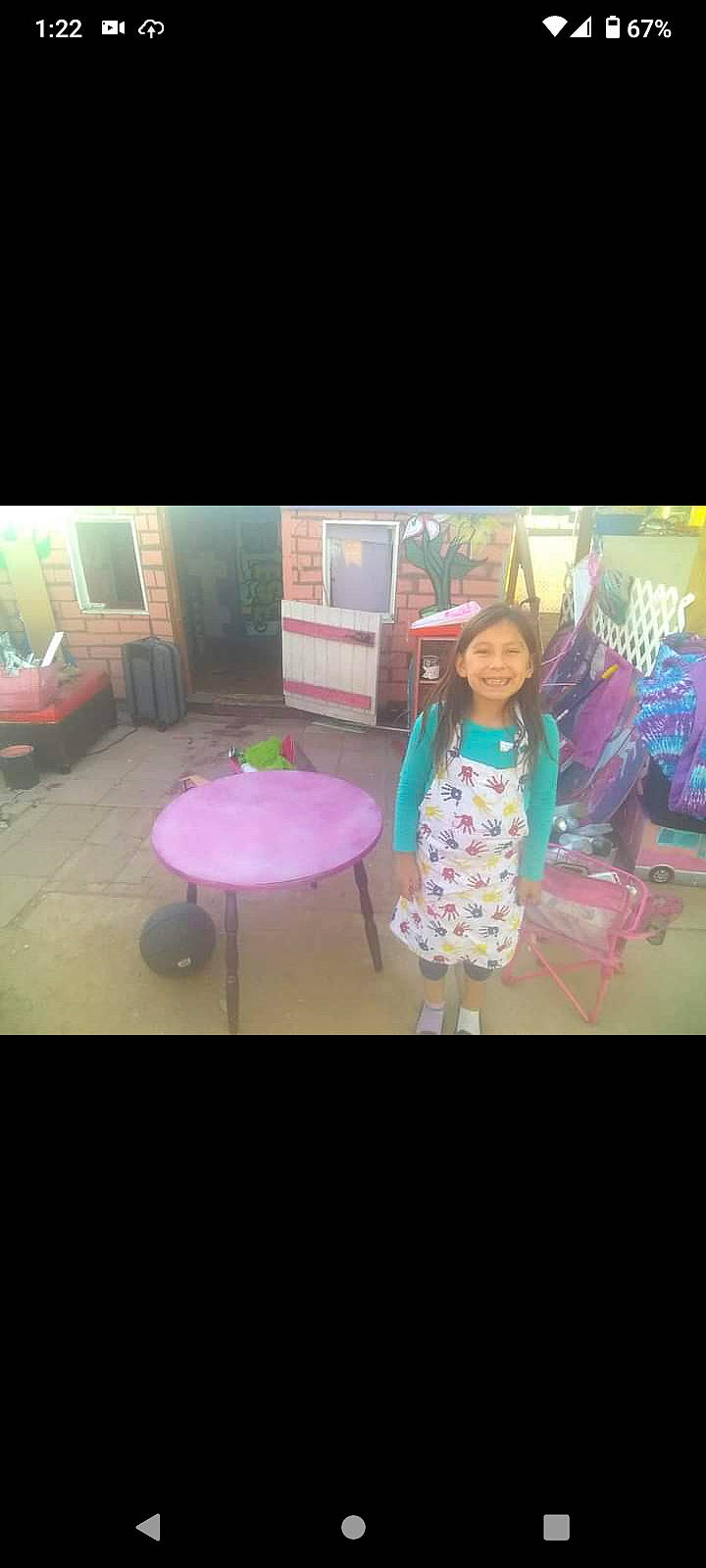 Laylah is registered to the contest to win money with this photo: animation, blurred, child, design, display_device, electronic_device, entertainment, event, floor, flooring, fun, joy, leisure, lighting, magenta, pattern, person, pink, room, smile