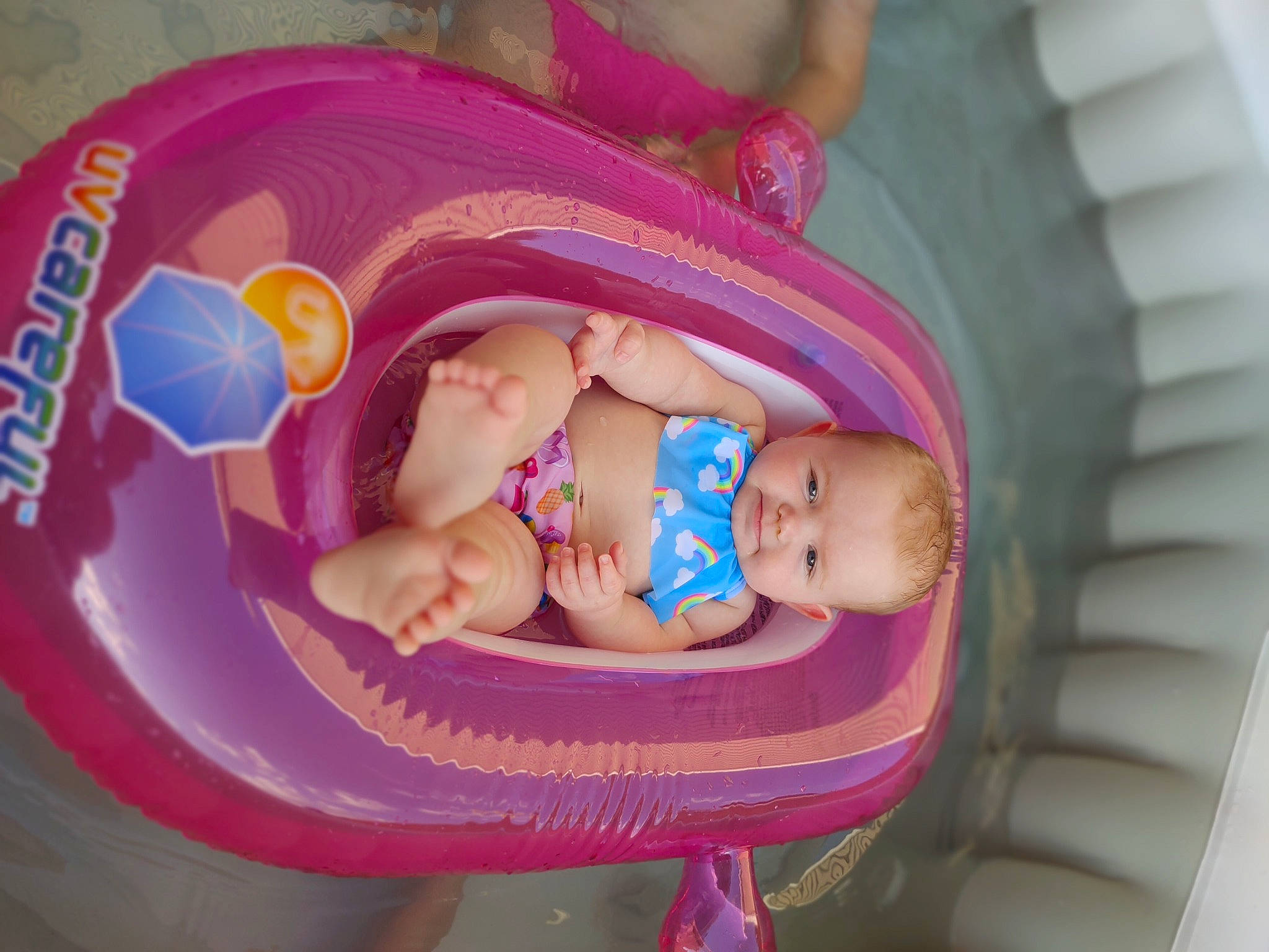 Brynley joined the competition — help win amazing prizes! baby, baby_carriage, baby_products, baby_toddler_clothing, chair, cheek, child, comfort, fashion_accessory, fun, hair_accessory, hat, headgear, iris, magenta, person, pink, purple, skin, toddler