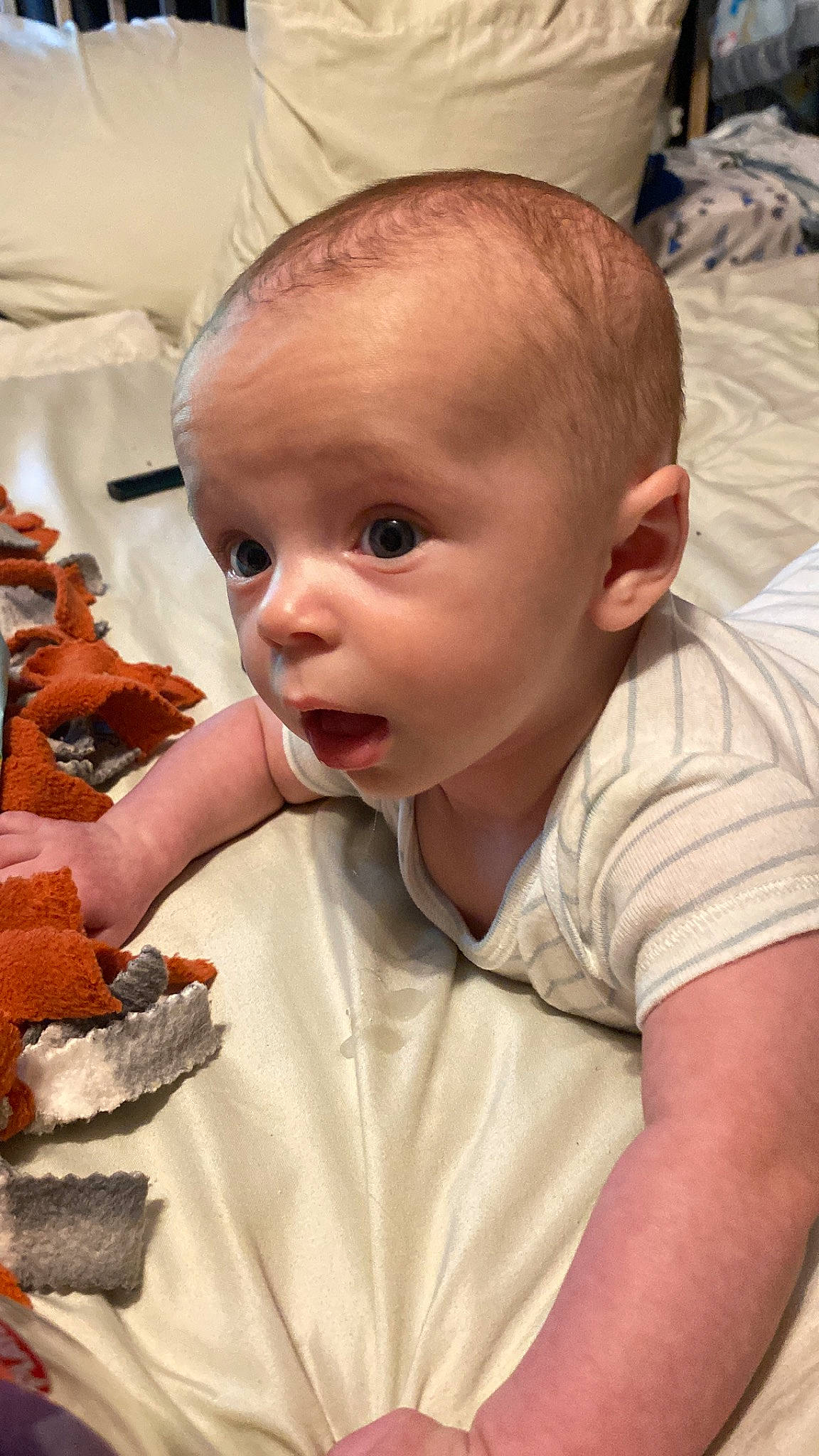 Atticus is registered to the contest to win money with this photo: baby, baby_products, baby_toddler_clothing, cheek, child, comfort, comfort_food, cuisine, dessert, eating, food, food_craving, hairstyle, junk_food, mouth, nose, person, skin, surprise, sweetness