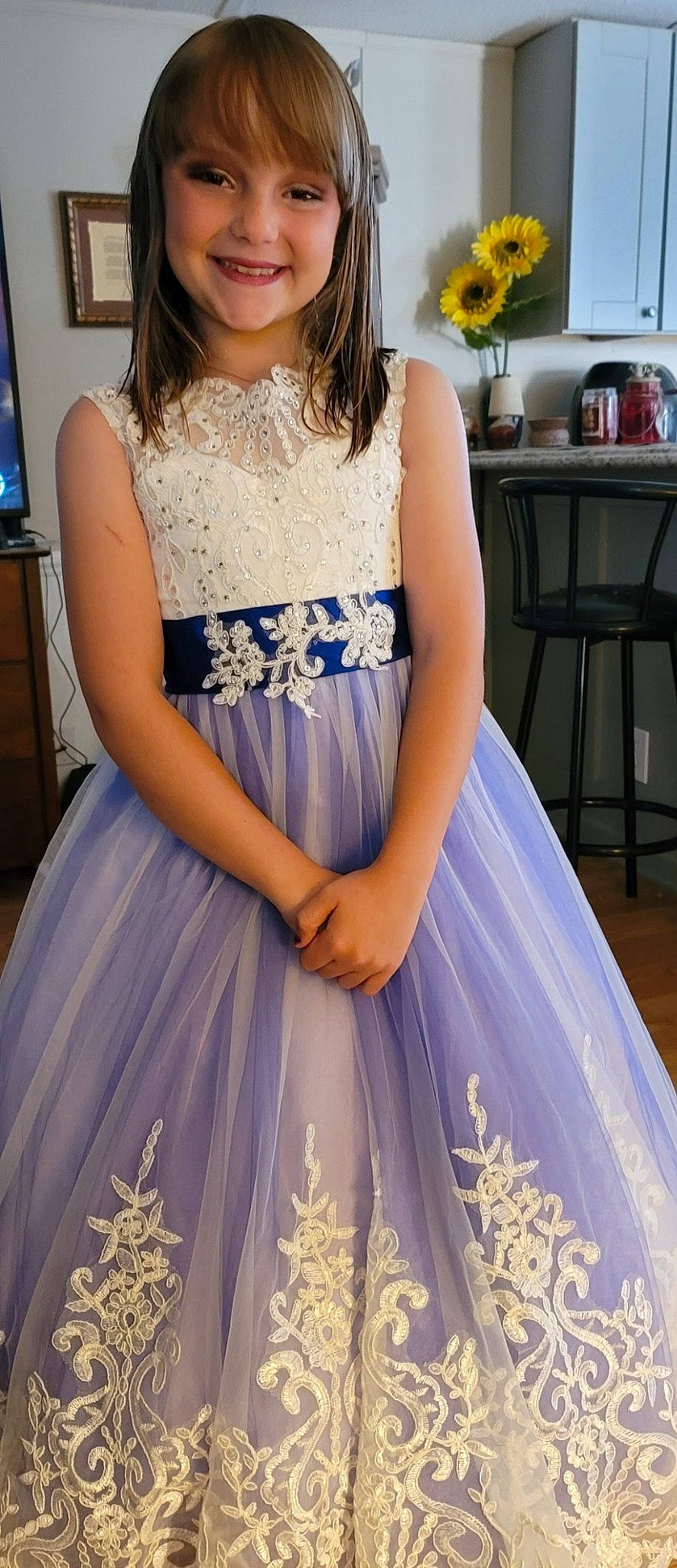 Emily is registered to the contest to win money with this photo: blue, bridal_accessory, bridal_clothing, bridal_party_dress, day_dress, dress, fashion_design, formal_wear, gown, hair, happy, joint, joy, long_hair, one_piece_garment, person, shoulder, strapless_dress, waist, wedding_ceremony_supply