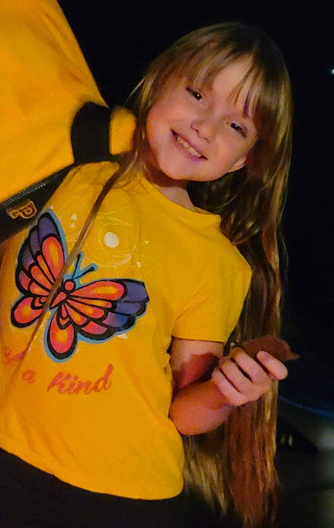 Emily joined the competition — help win amazing prizes! arthropod, blond, butterfly, child, event, finger, flash_photography, fun, happy, human_leg, insect, joy, laugh, moths_and_butterflies, organ, pattern, person, pollinator, smile, t_shirt
