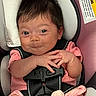 Ashley joined the competition — help win amazing prizes!  안전_harness, baby, car_seat, child, close_up, cute, eyes, face, hair, hands, indoors, infant, photography, pink_clothing, polka_dots, portrait, safety_straps, sitting, smiling, vehicle
