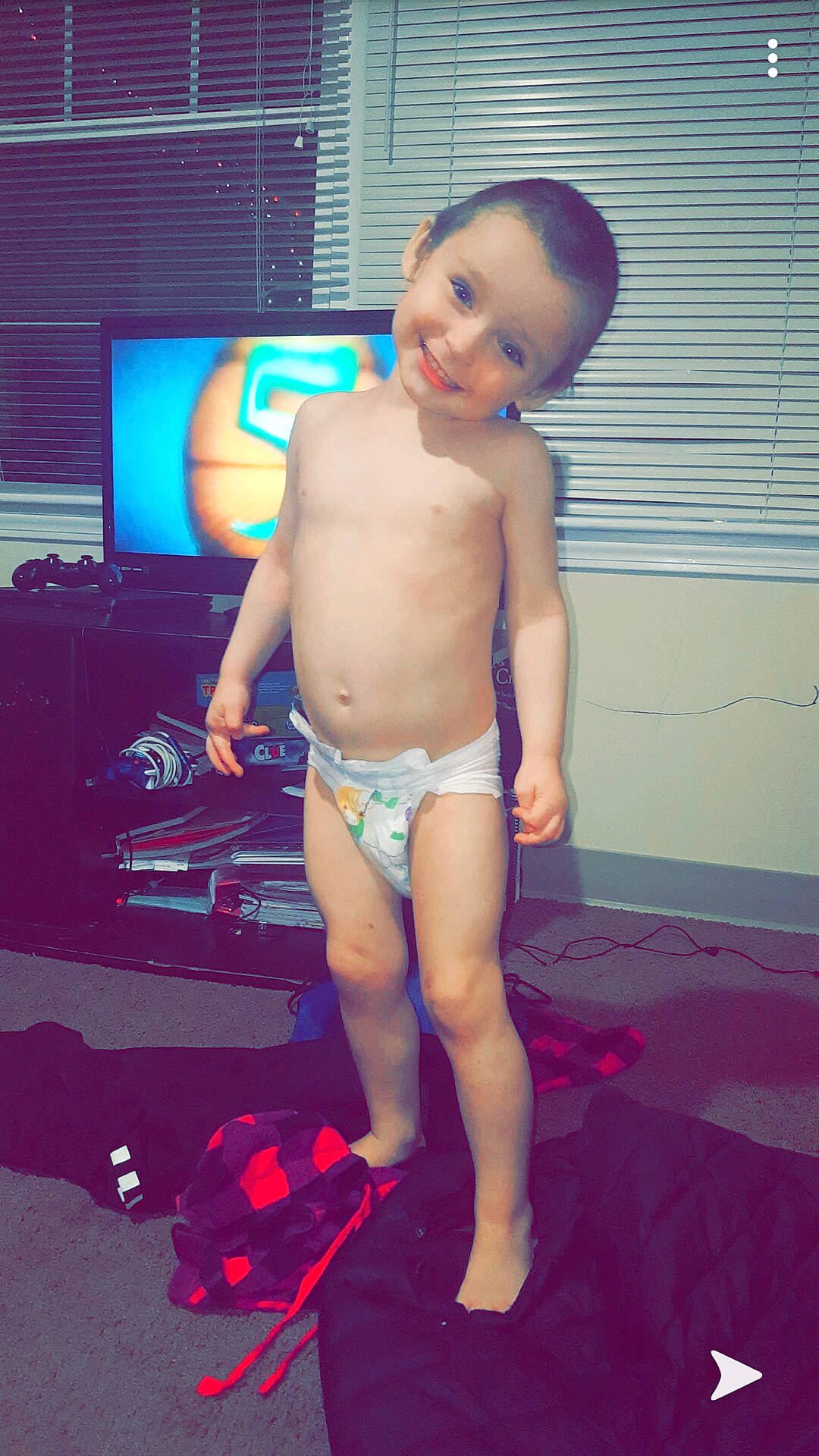 Jaxden joined the competition — help win amazing prizes! barechested, barefoot, briefs, child, fun, joy, leg, person, play, room, standing, thigh, toddler, vacation