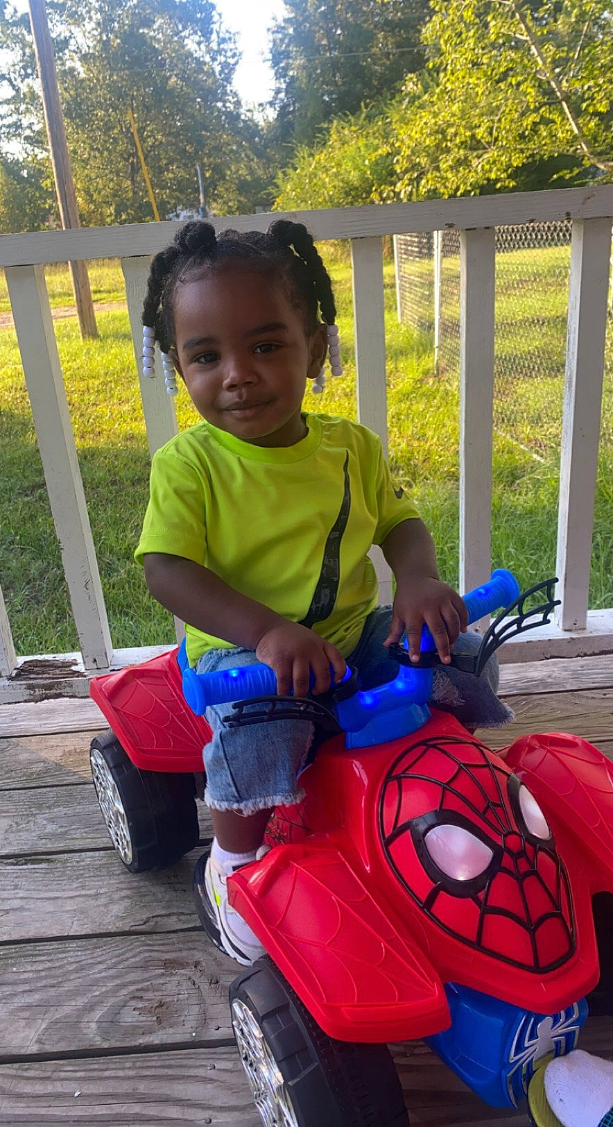 Kiersten joined the competition — help win amazing prizes! carmine, child, electric_blue, fictional_character, fun, grass, happy, joy, leisure, organ, person, personal_protective_equipment, plant, recreation, spider_man, t_shirt, tire, toddler, toy, tree