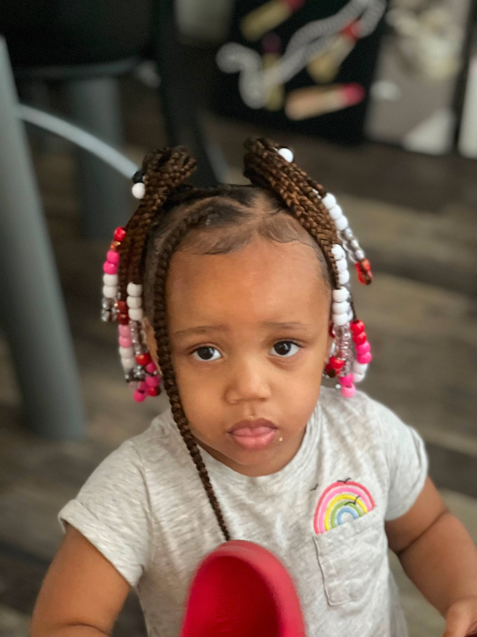 Akira is registered to the contest to win money with this photo: audio_equipment, braid, child, ear, event, eyelash, fashion_accessory, fun, hair_accessory, hair_tie, hairstyle, happy, headband, headpiece, hearing, jewellery, lip, necklace, person, toddler