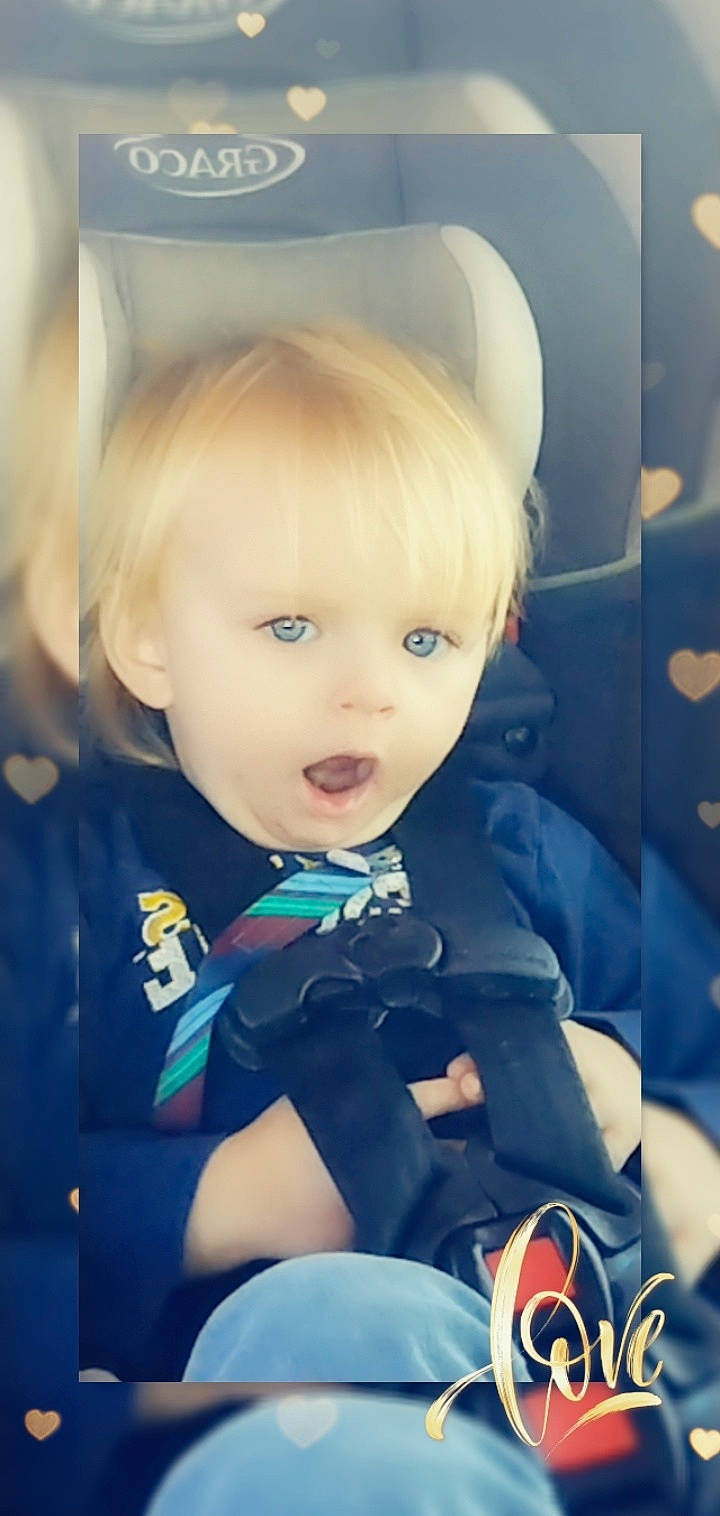 Noah joined the competition — help win amazing prizes! baby, bangs, blond, car_seat, child, cloud, doll, electric_blue, eye, eyebrow, fashion_accessory, fictional_character, fun, happy, iris, person, selfie, surprise, t_shirt, toddler