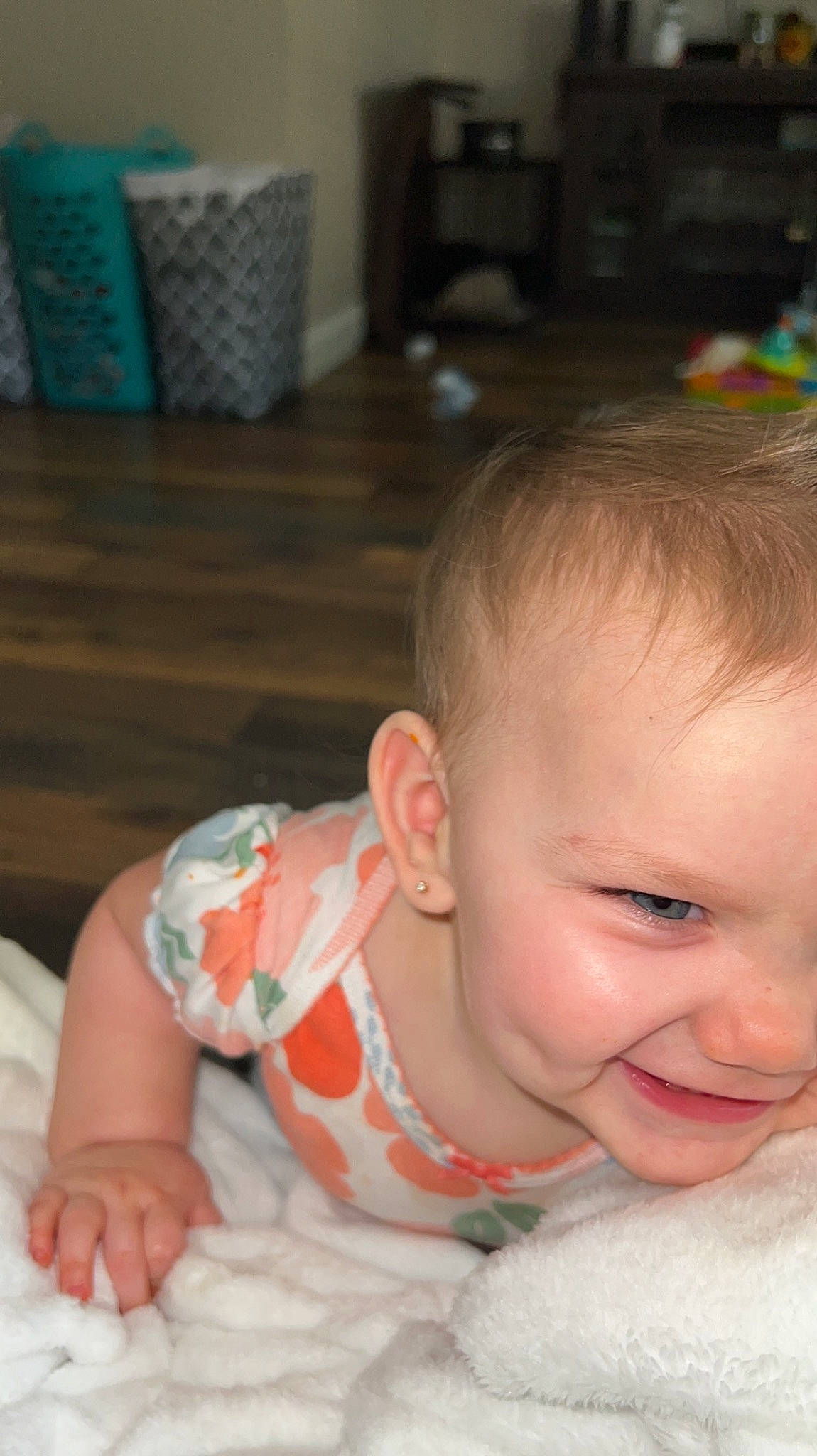 Emersyn joined the competition — help win amazing prizes! baby, baby_toddler_clothing, cheek, chin, ear, eye, eyebrow, eyelash, facial_expression, finger, head, iris, joy, lip, mouth, neck, nose, person, skin, sleeve
