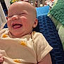 Makenzie is registered to the contest to win money with this photo: baby, infant, smiling, laughing, face, head, onesie, clothing, cheeks, drool, pillow, blanket, crib, nursery, toy_shelf, hand, closeup, indoor, happy, portrait