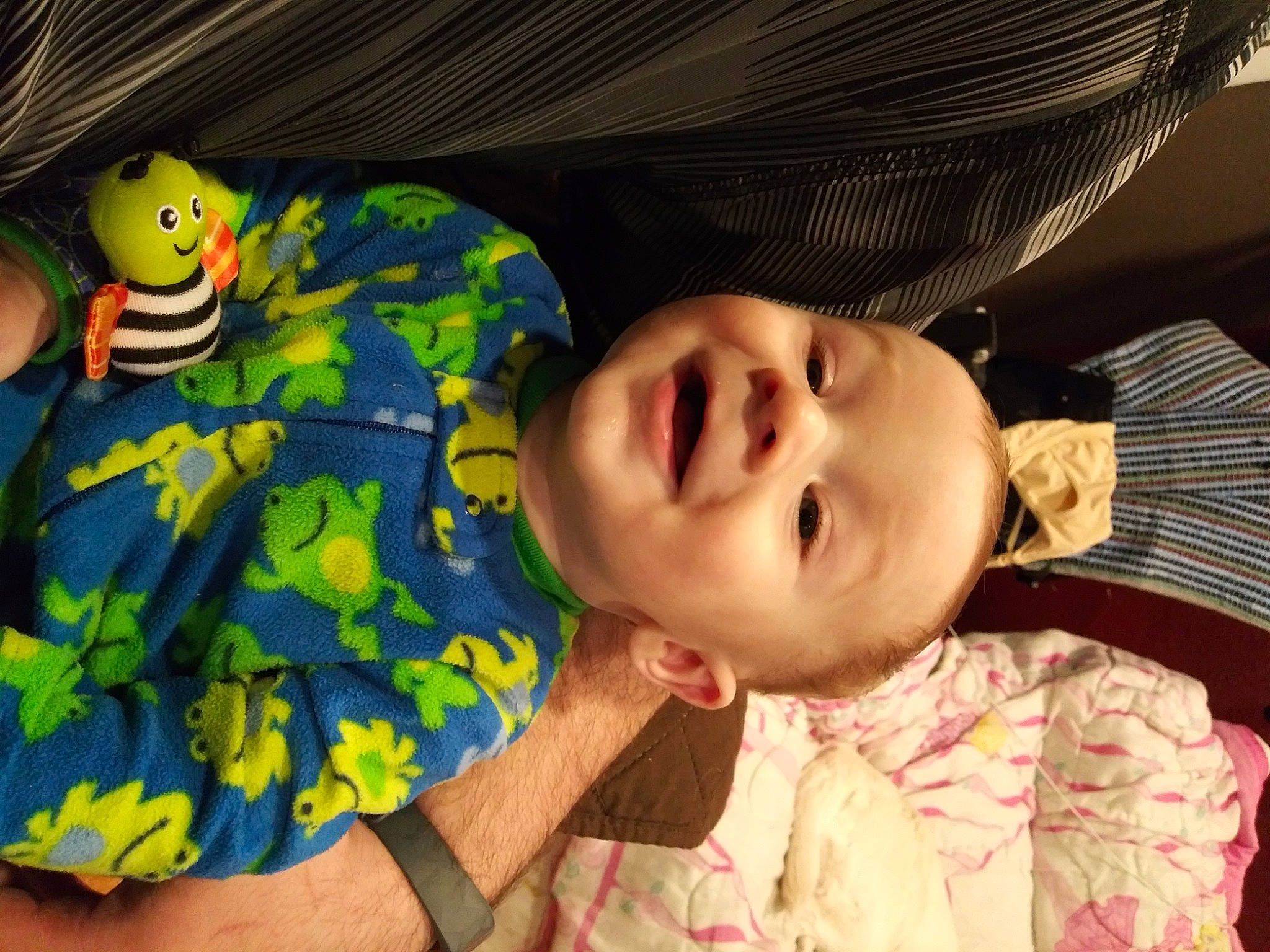 Damian is registered to the contest to win money with this photo: baby, baby_laughing, baby_products, baby_toddler_clothing, baby_toys, cheek, child, facial_expression, happy, nose, person, plush, skin, smiley, stuffed_toy, toddler, toy