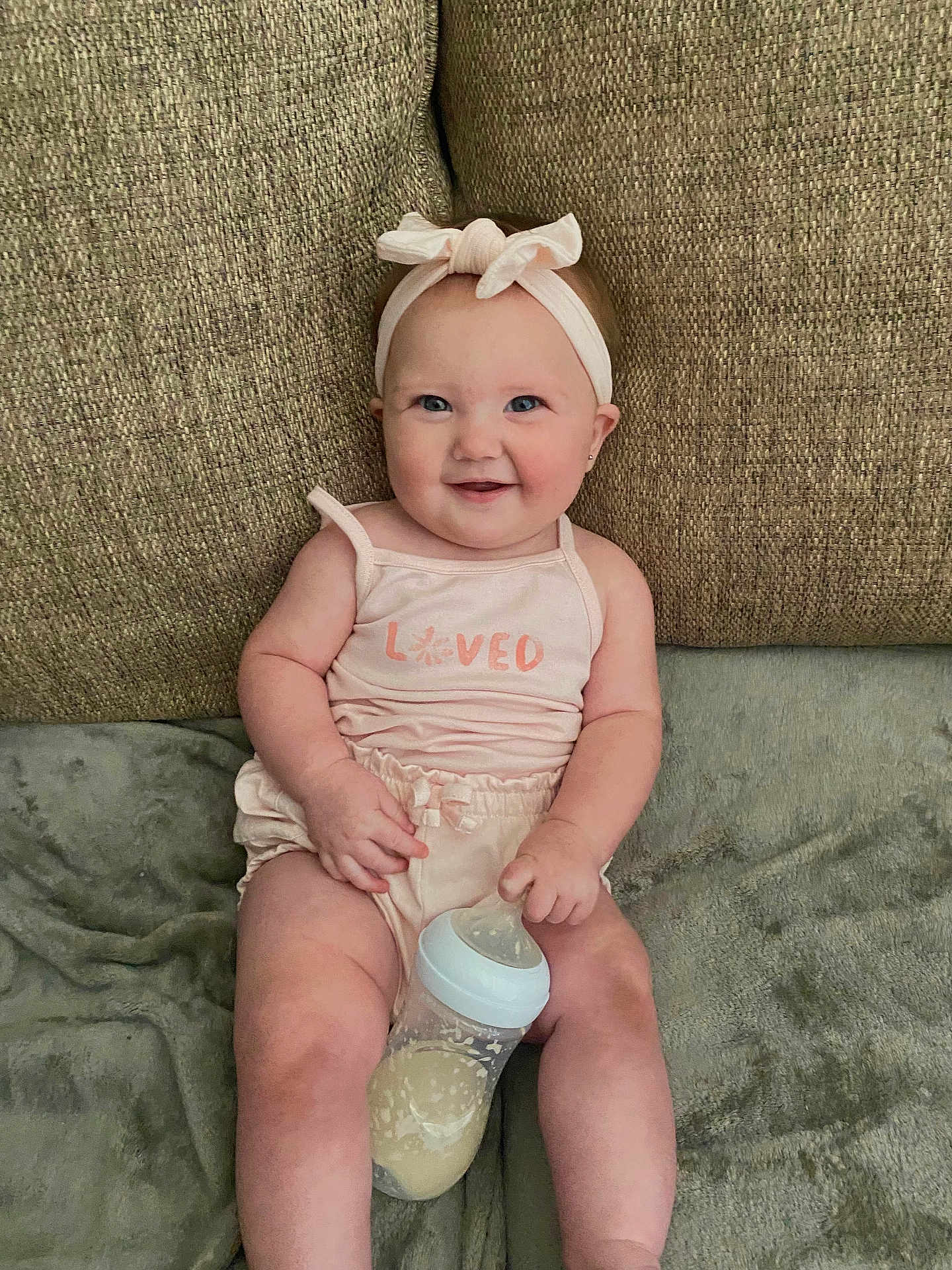 Everleigh joined the competition — help win amazing prizes! baby, clothing, couch, cream, cushion, dessert, face, food, furniture, happy, head, homedecor, icecream, pants, person, photography, portrait, shorts, sitting, t_shirt