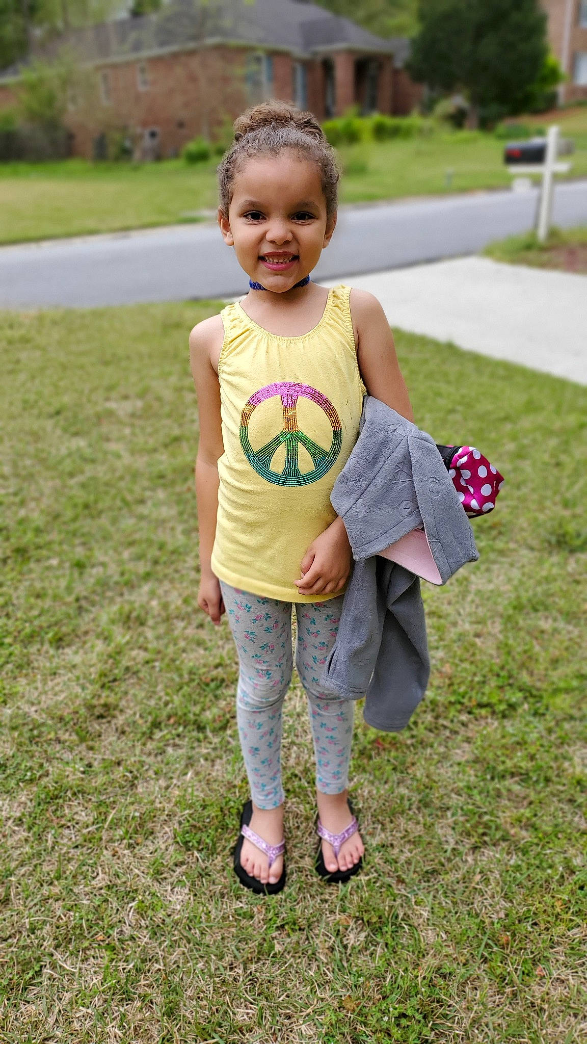 Nya is registered to the contest to win money with this photo: baby_toddler_clothing, child, clothing, fun, grass, joy, pattern, person, pink, play, sleeve, smile, summer, t_shirt, toddler, walking, yellow