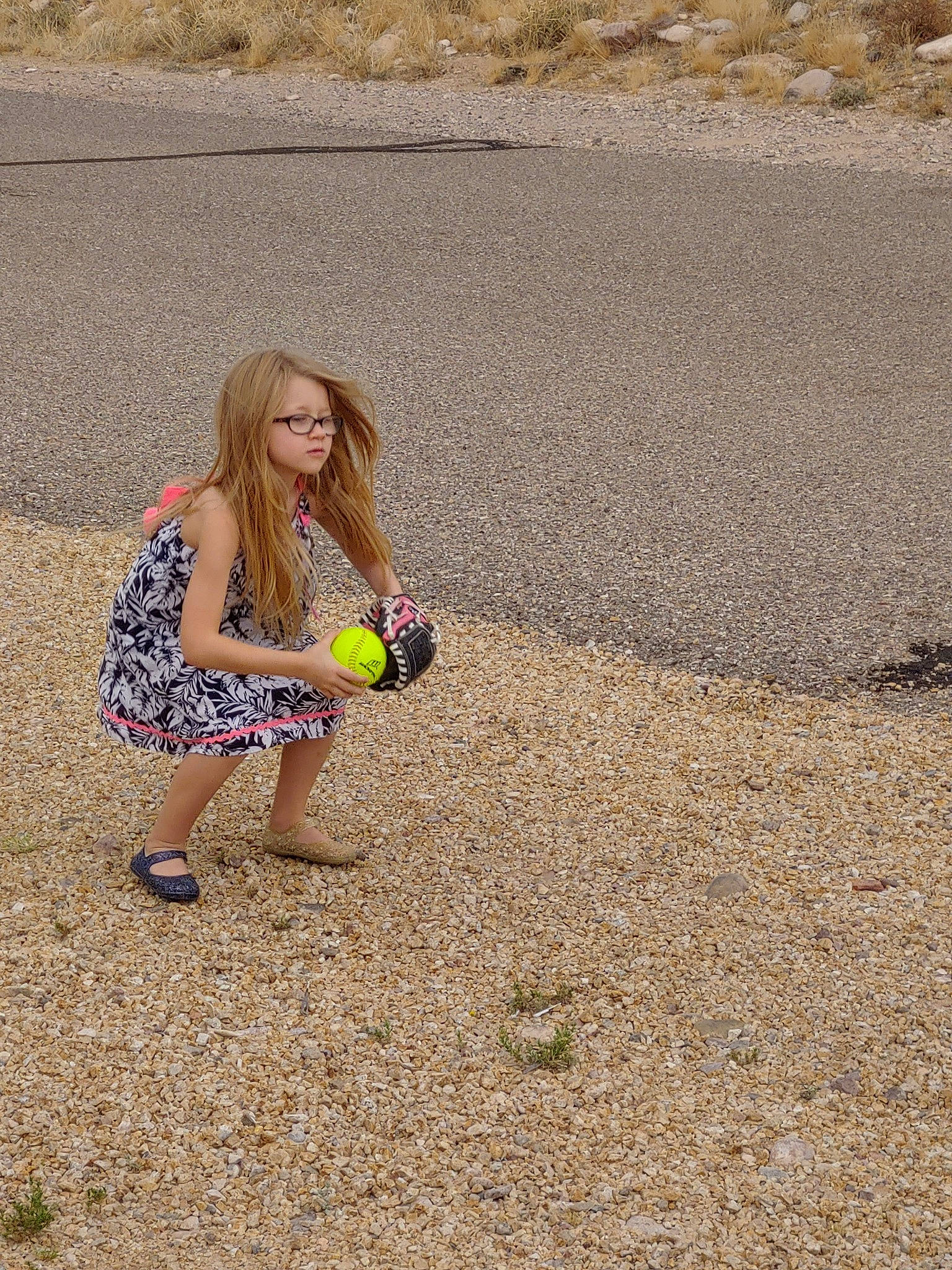Mahlia is registered to the contest to win money with this photo: asphalt, blond, dress, fawn, fun, grass, grass_family, long_hair, person, photography, sand, sitting, smile, soil, summer, vacation, yellow