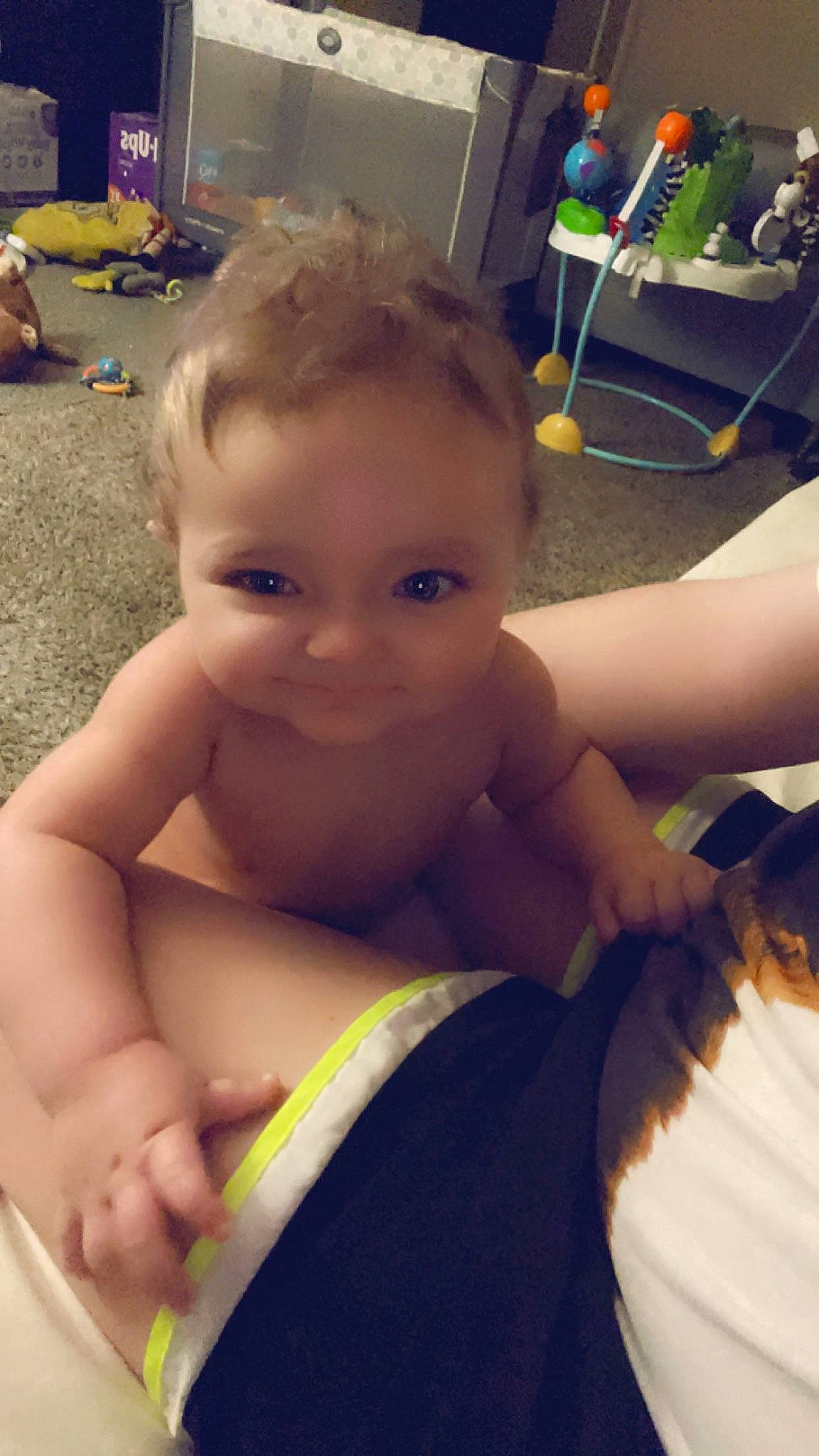 Grayson joined the competition — help win amazing prizes! abdomen, baby, barechested, cheek, chest, child, elbow, eyebrow, finger, fun, hairstyle, joint, mouth, muscle, neck, person, skin, thigh, thumb, toddler