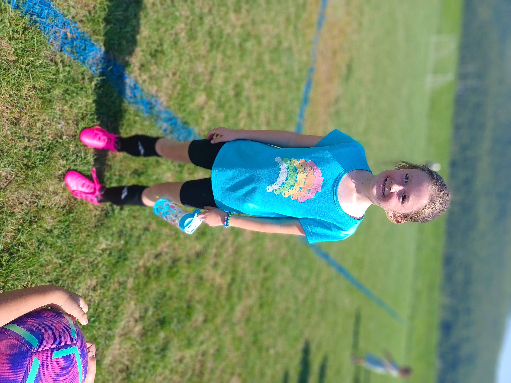 Adalaya is registered to the contest to win money with this photo: blue, child, competition_event, electric_blue, exercise, fun, grass, happy, joy, leisure, person, plant, play, player, recreation, running, shorts, sports, sports_uniform, sportswear