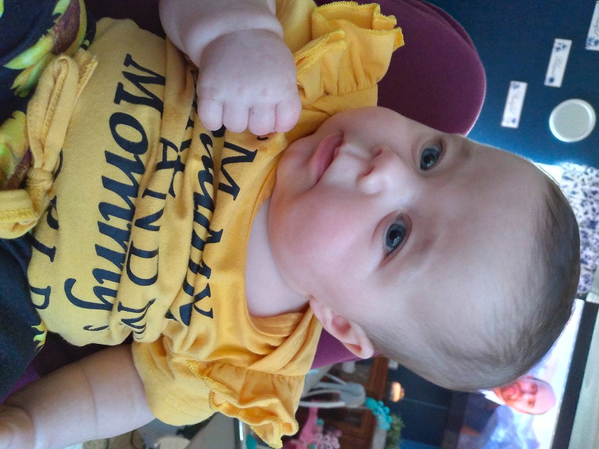 Cheyenne joined the competition — help win amazing prizes! baby, baby_toddler_clothing, cheek, child, eye, eyelash, facial_expression, finger, fun, hairstyle, hand, happy, leisure, mouth, nose, person, skin, smile, thumb, toddler