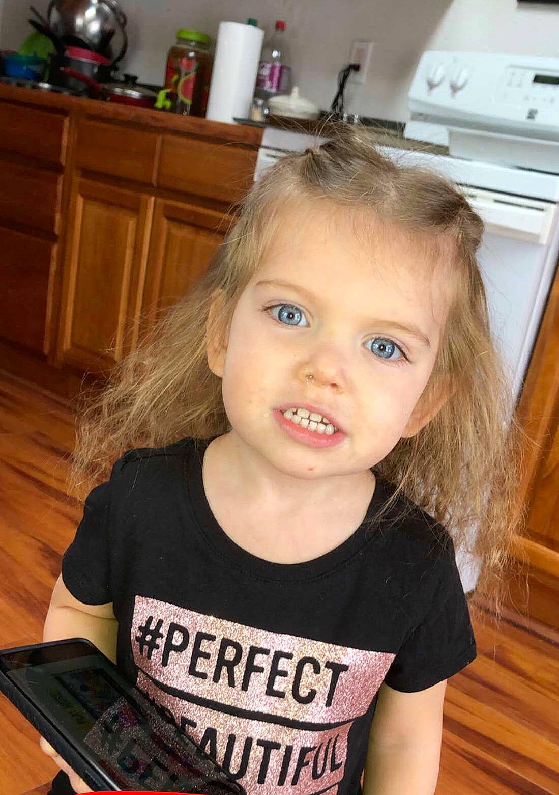 Hayven joined the competition — help win amazing prizes! blond, brown_hair, child, child_model, face, hair, hairstyle, head, iris, long_hair, organ, person, smile, t_shirt, toddler, tooth