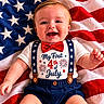 Sebastian is registered to the contest to win money with this photo: baby, infant, smiling, red_bow_tie, suspenders, american_flag, holiday, 4th_of_july, stars, stripes, patriotic, celebration, clothing, cute, happy, portrait, child, festive, background, laying_down