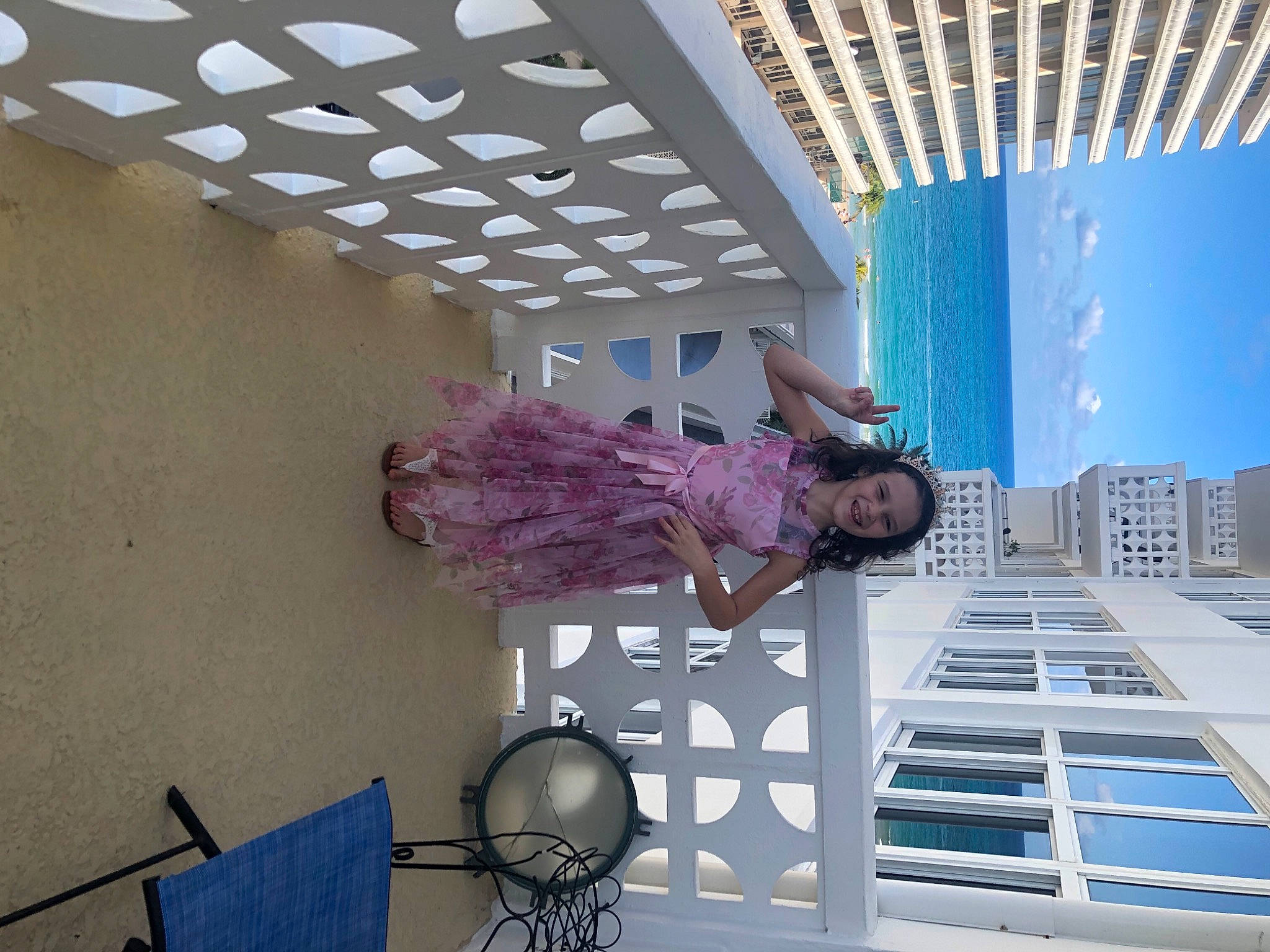 Katherine joined the competition — help win amazing prizes! blue, ceiling, daylighting, drum, fun, joy, leisure, lighting, line, magenta, mechanical_fan, pattern, person, purple, room, sky, snapshot, tower_block