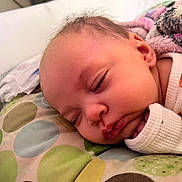 Gabriella is registered to the contest to win money with this photo: baby, sleeping, pillow, blanket, infant, closeup, face, cozy, rest, child, cute, soft, relaxation, indoors, pattern, textile, warm, peaceful, portrait, newborn